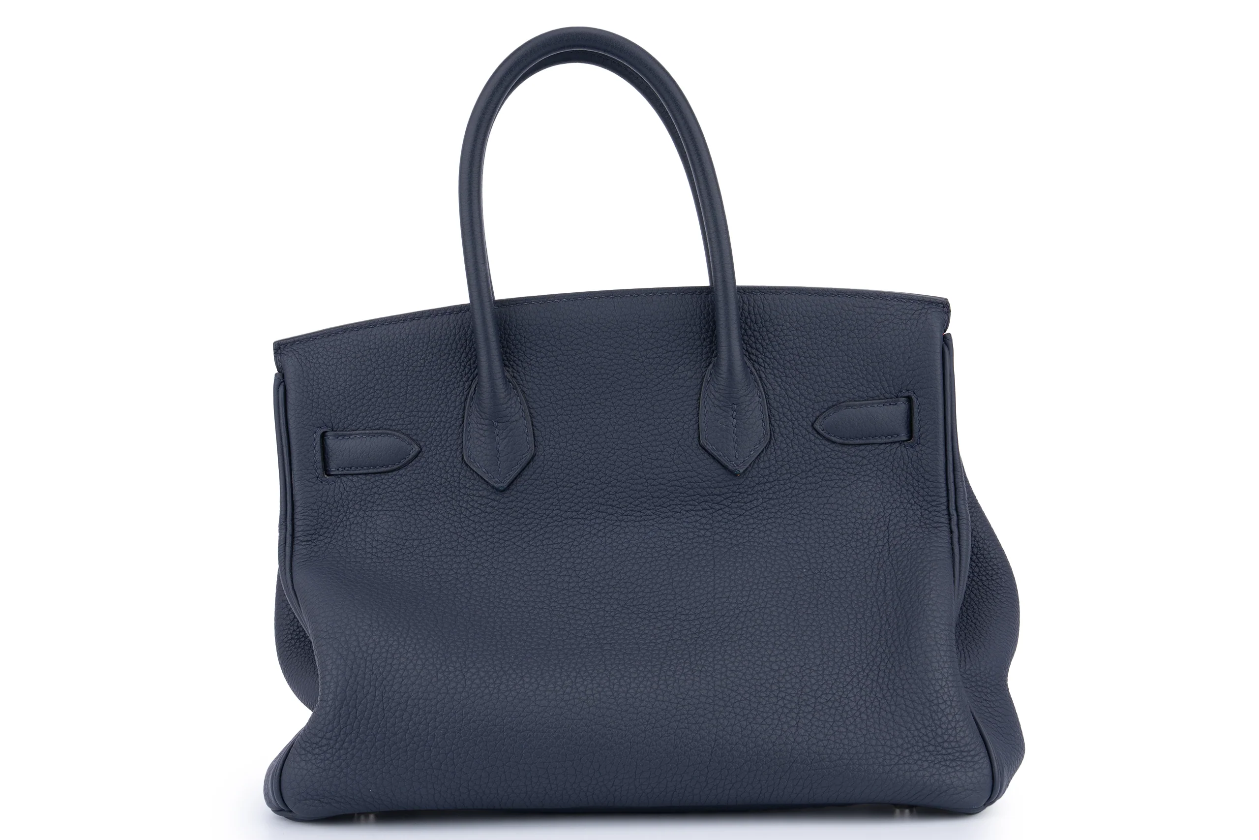 Hermès Birkin 30 Togo Bleu Nuit / Orange Poppy	PHW - Image 4