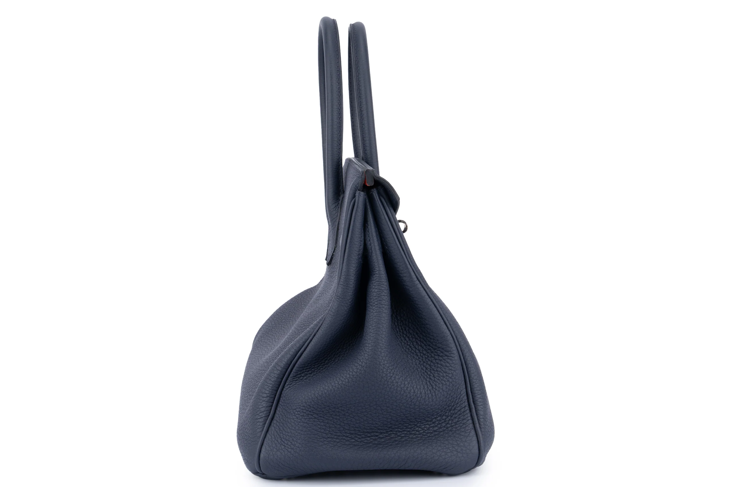 Hermès Birkin 30 Togo Bleu Nuit / Orange Poppy	PHW - Image 5