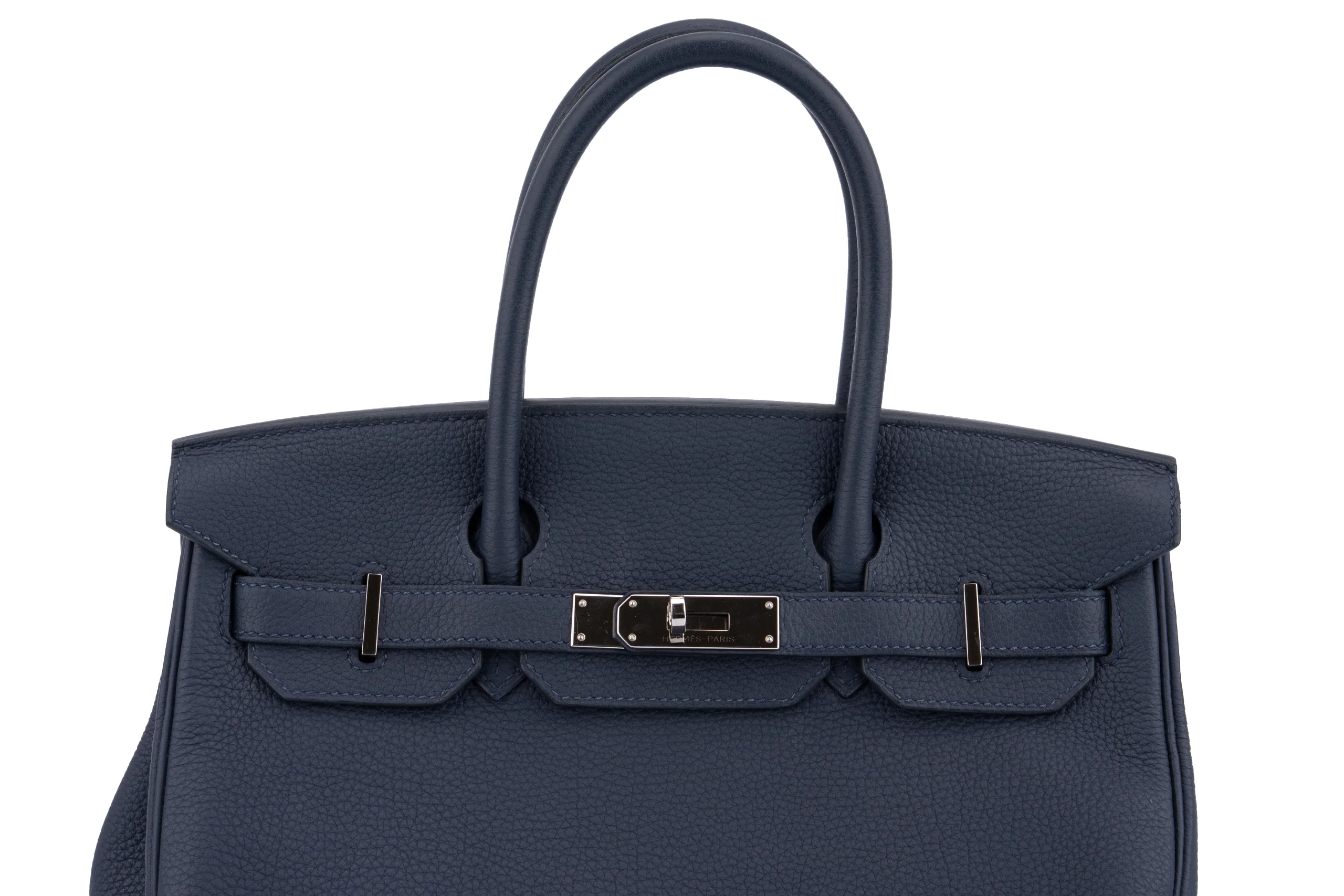 Hermès Birkin 30 Togo Bleu Nuit / Orange Poppy	PHW - Image 7