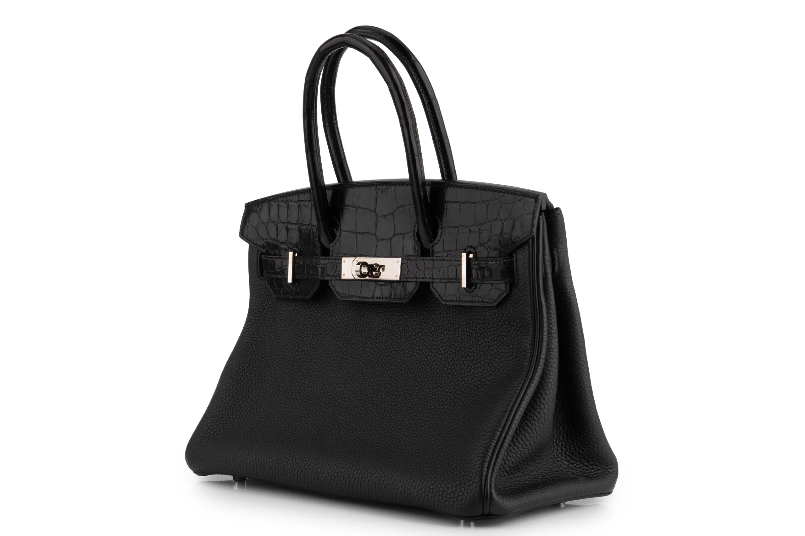 Hermès Birkin 30 	Touch	Togo / Croc Niloticus	Noir 	PHW - Image 2