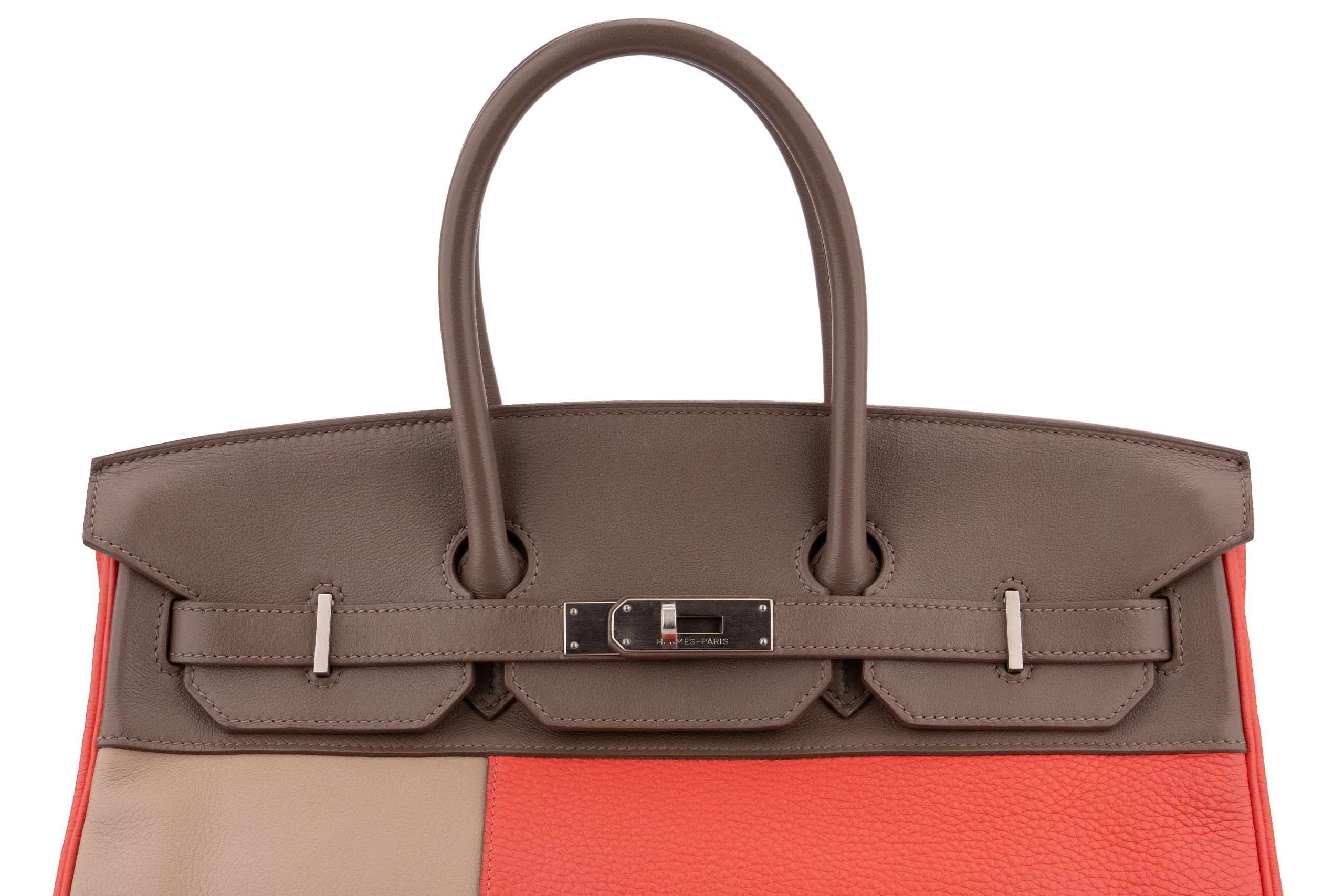 Hermès Birkin 35 	Cascade	Swift And Clemence / Tri Colour	Argile/Gris Etain/Rose Jaipur	PHW - Image 7