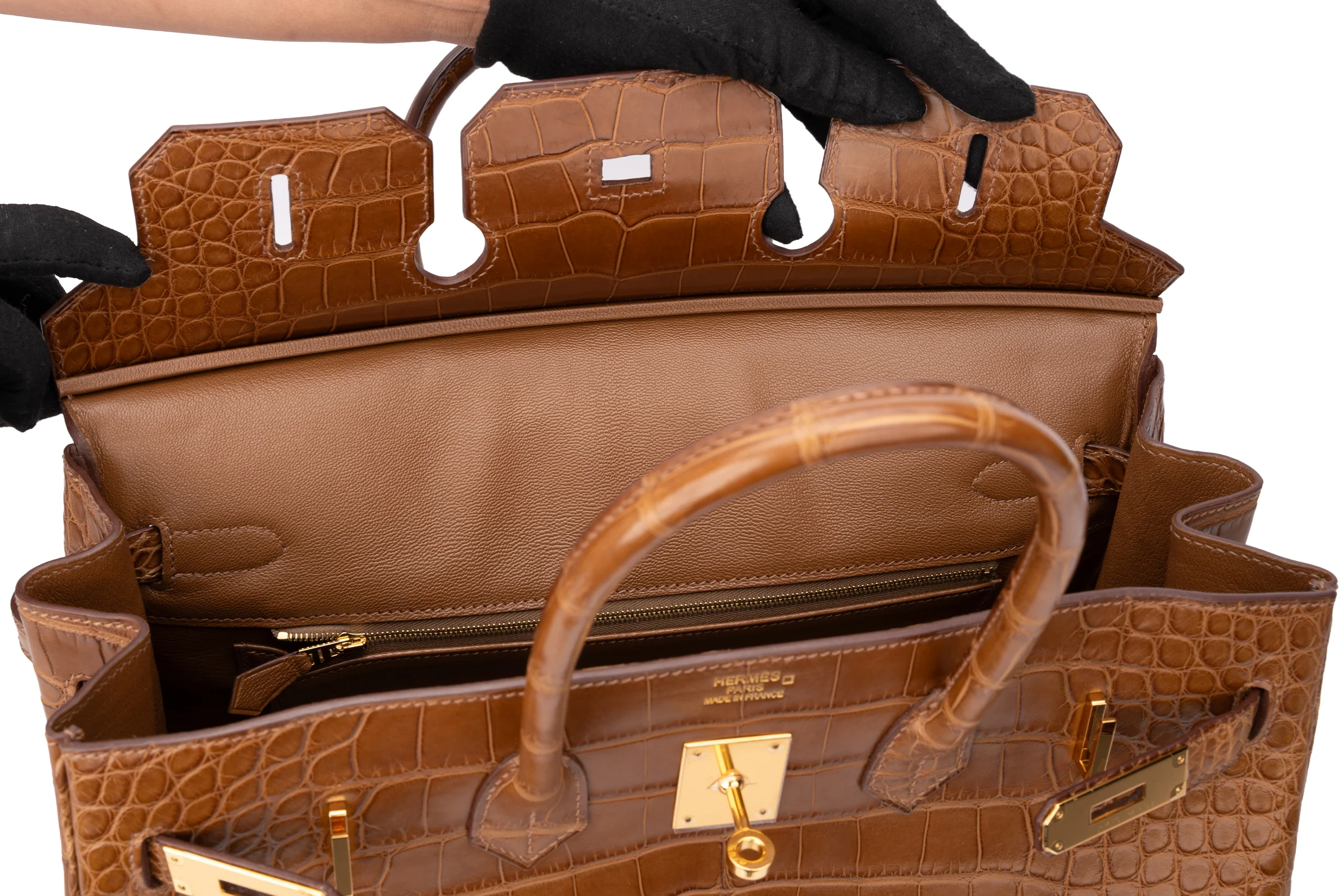 Hermès Birkin 35 Exotic Matte Alligator Gold/Alezan GHW - Image 14