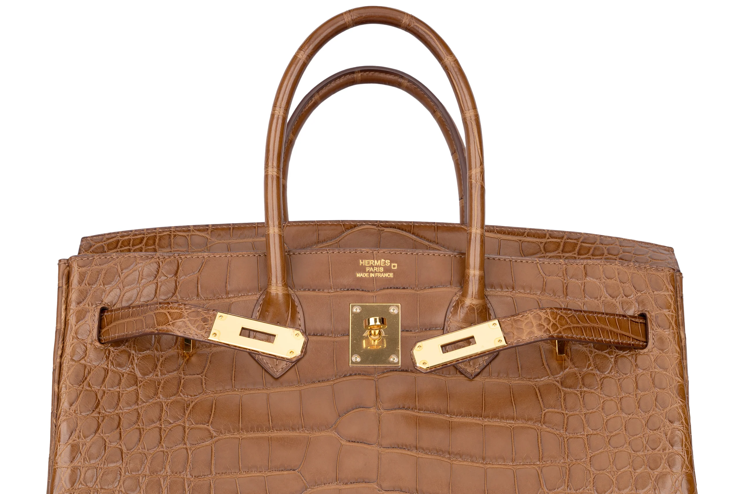 Hermès Birkin 35 Exotic Matte Alligator Gold/Alezan GHW - Image 8