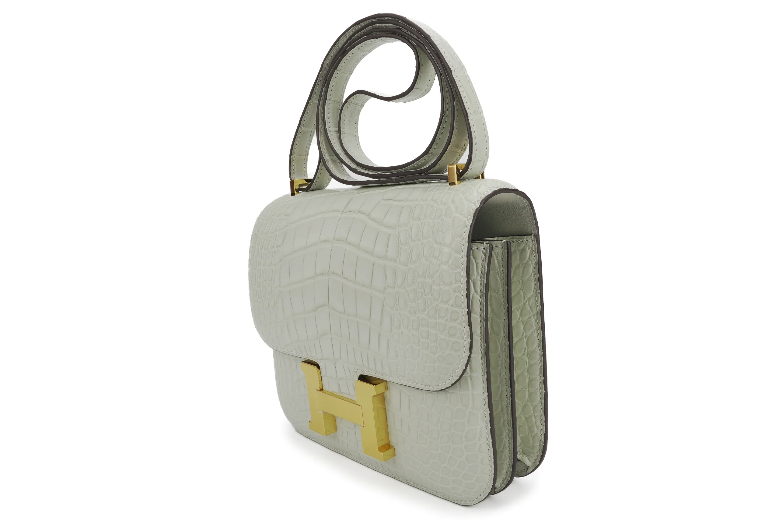 Hermès Constance 18 Exotic Croc Gris Neve GHW - Image 2