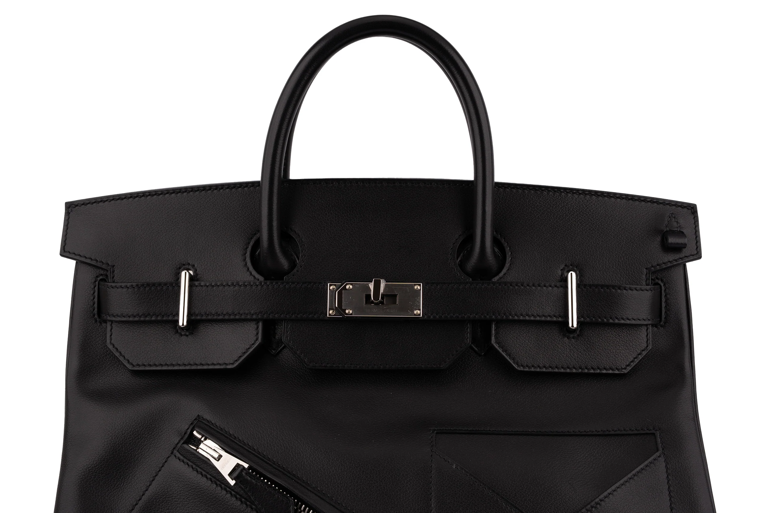 Hermès Hac 40	Veau Rock	Evergrain	Noir	PHW - Image 7