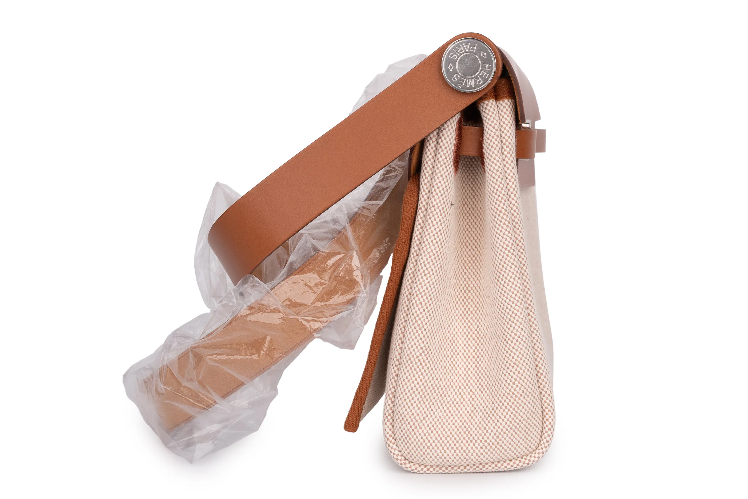 Hermès	Herbag Mini Ecru Toile Fauve Naturel PHW - Image 5