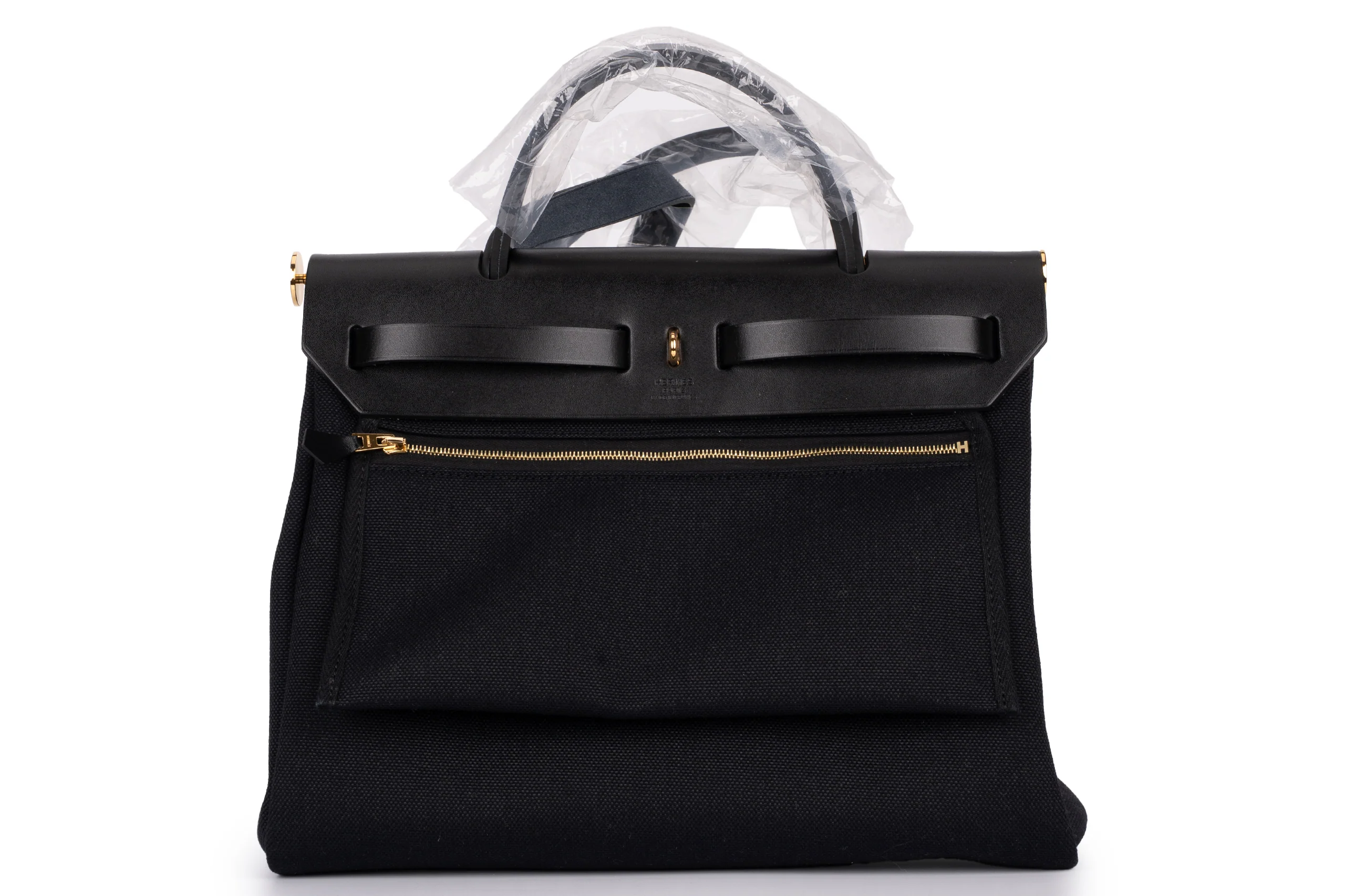 Hermès Herbag Zip 31	Military Canvas		Black	GHW - Image 4