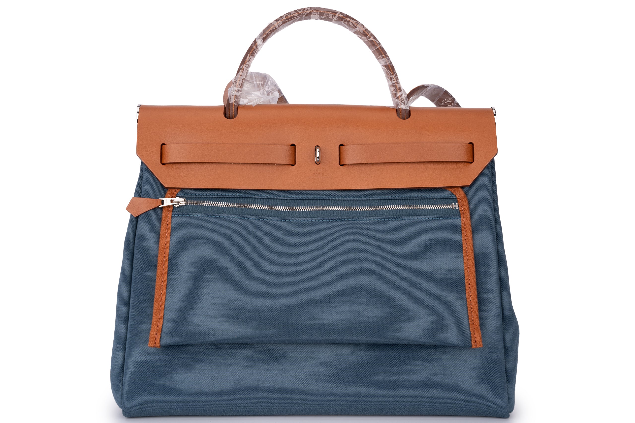 Hermès Herbag Zip 31 Military Canvas Malta Blue  PHW - Image 11