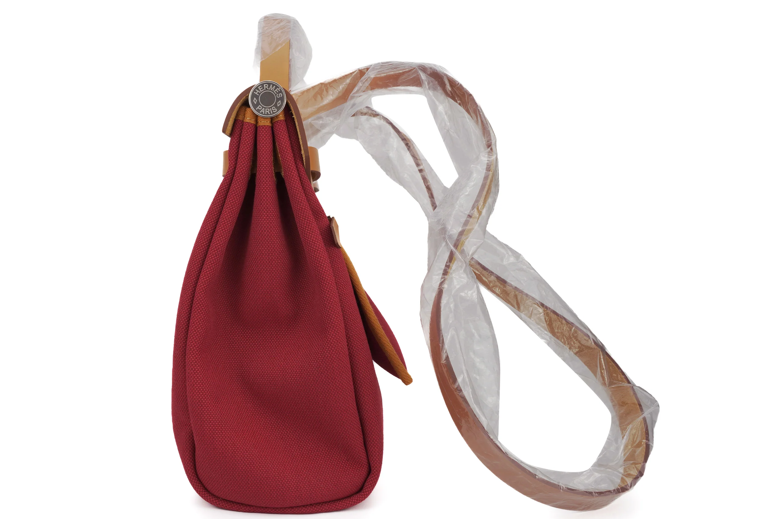 Hermès Herbag Zip 31 Military Canvas Red Toile PHW - Image 3