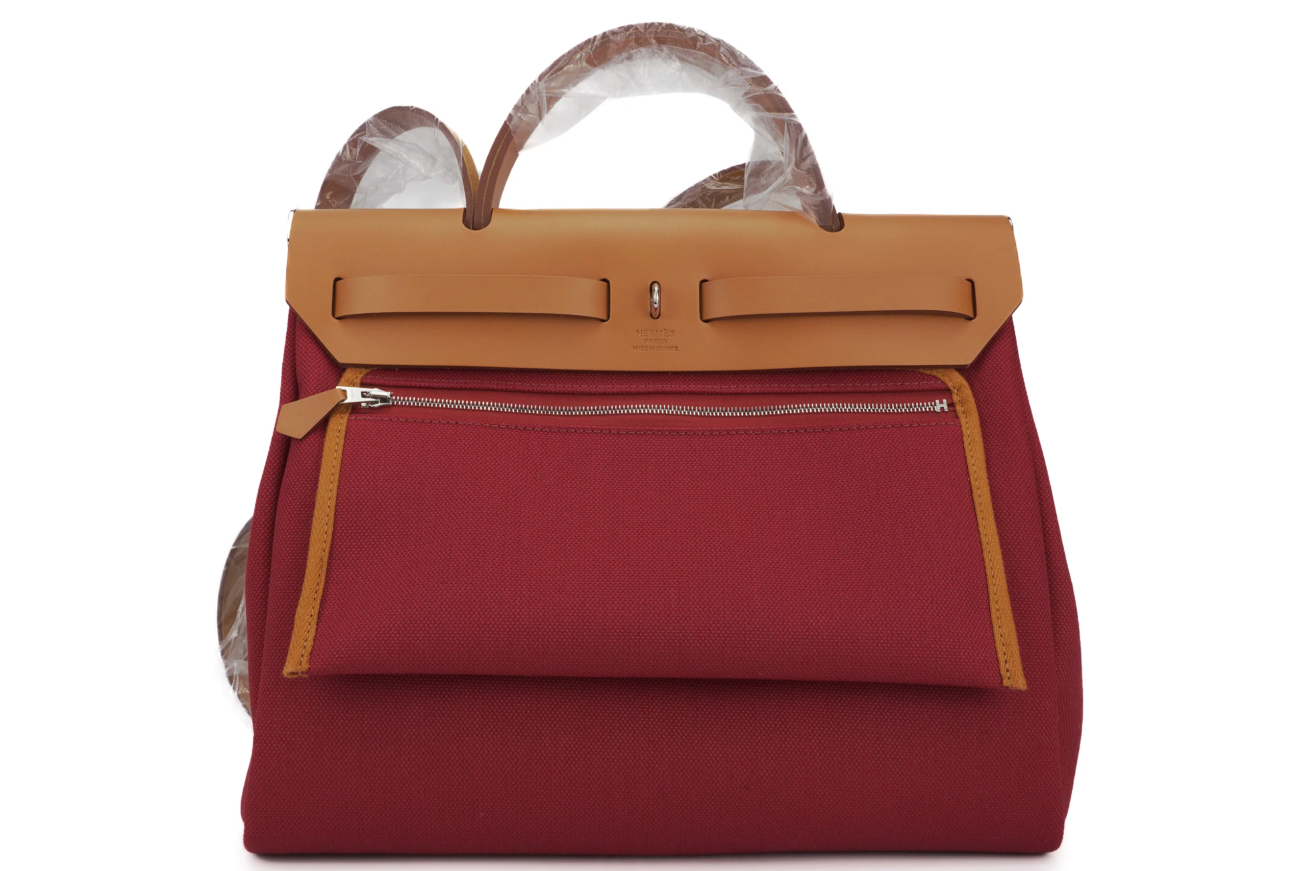 Hermès Herbag Zip 31 Military Canvas Red Toile PHW - Image 4
