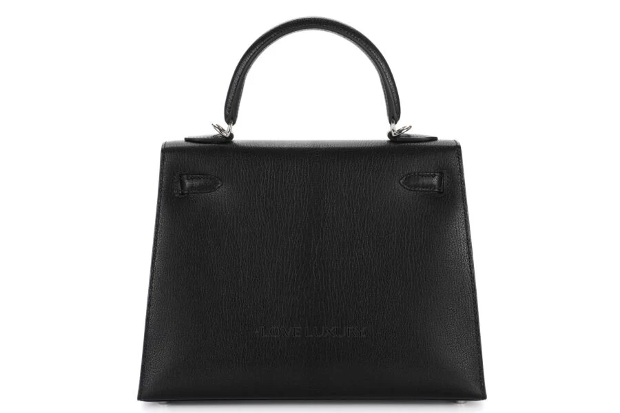 Hermès Kelly 25 Black Chèvre Chamkila Palladium Hardware - Image 3