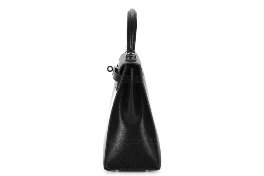 Hermès Kelly 25 Black Chèvre Chamkila Palladium Hardware - Image 4