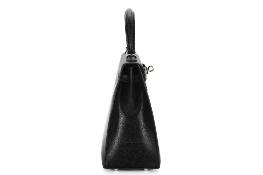 Hermès Kelly 25 Black Chèvre Chamkila Palladium Hardware - Image 5