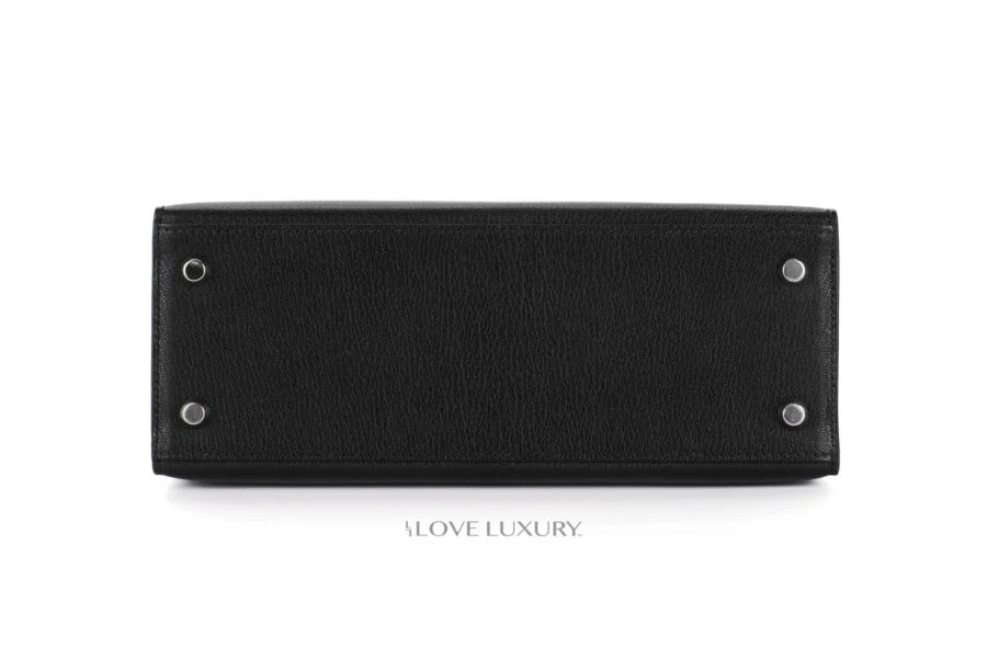 Hermès Kelly 25 Black Chèvre Chamkila Palladium Hardware - Image 6