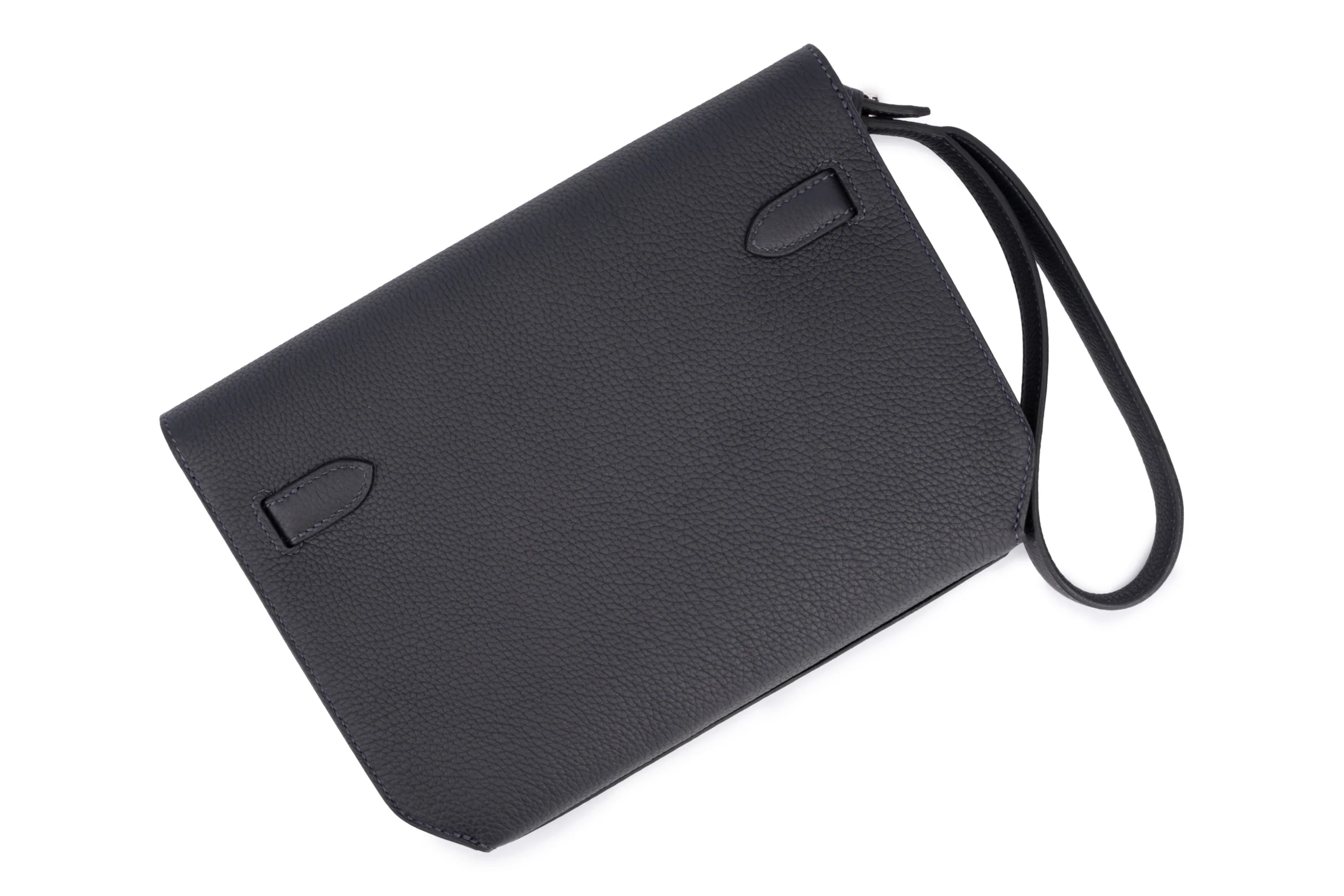 Hermès Kelly 25 Depeches Calfskin Blue Navy PHW - Image 10