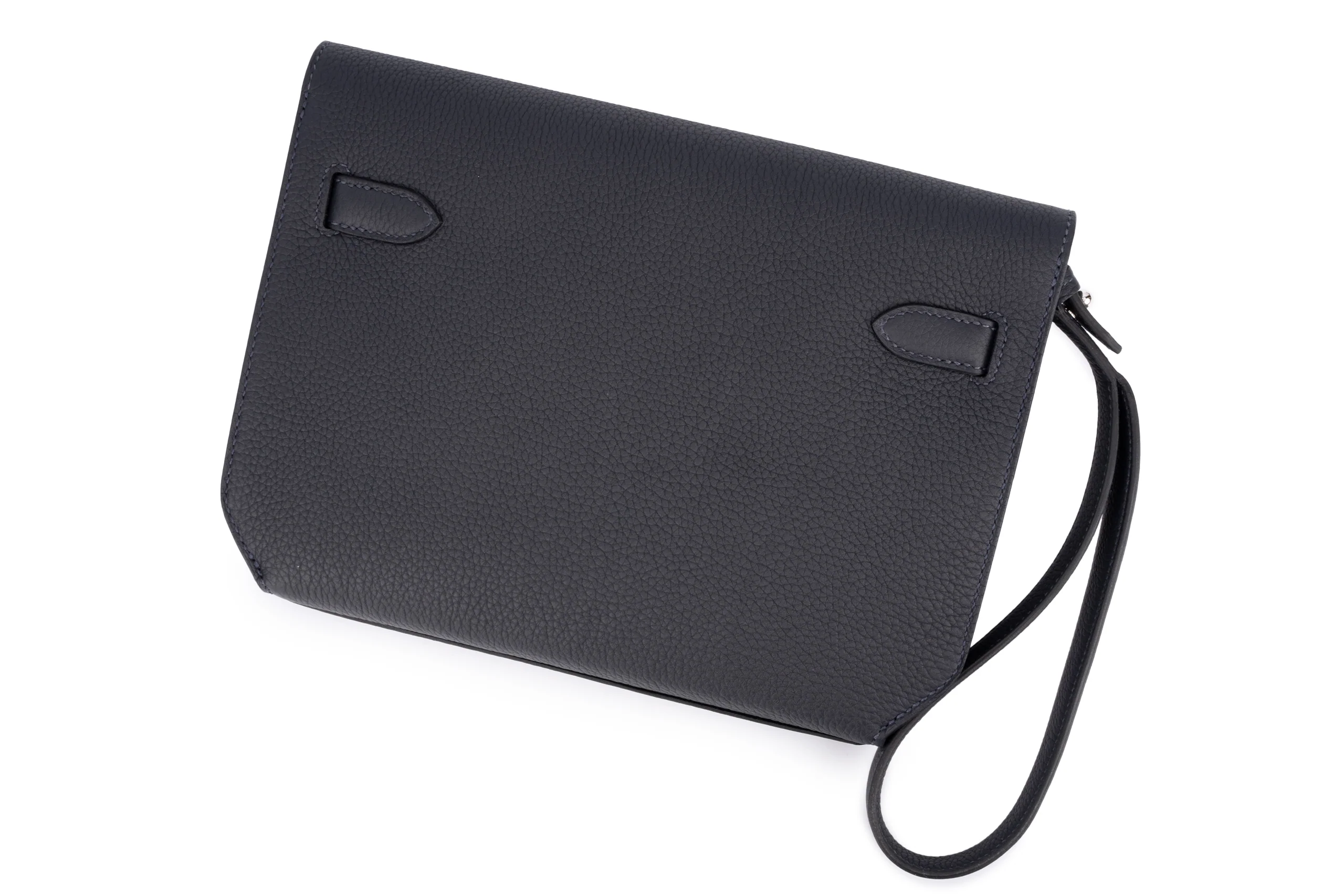 Hermès Kelly 25 Depeches Calfskin Blue Navy PHW - Image 11