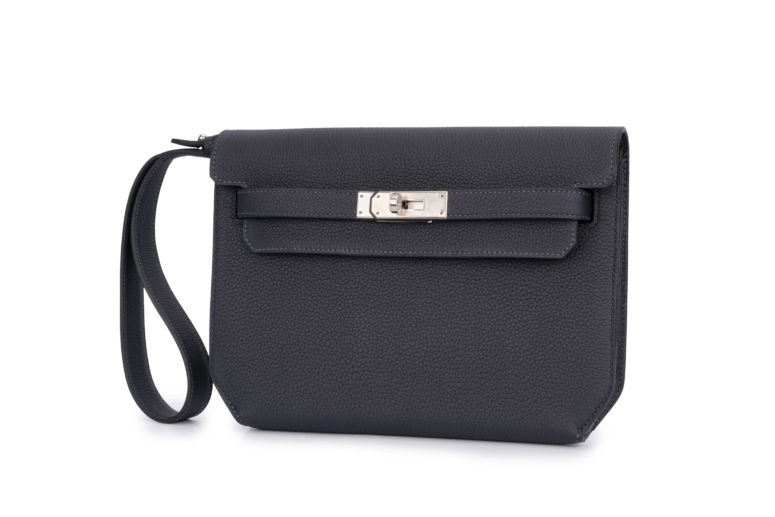 Hermès Kelly 25 Depeches Calfskin Blue Navy PHW - Image 2