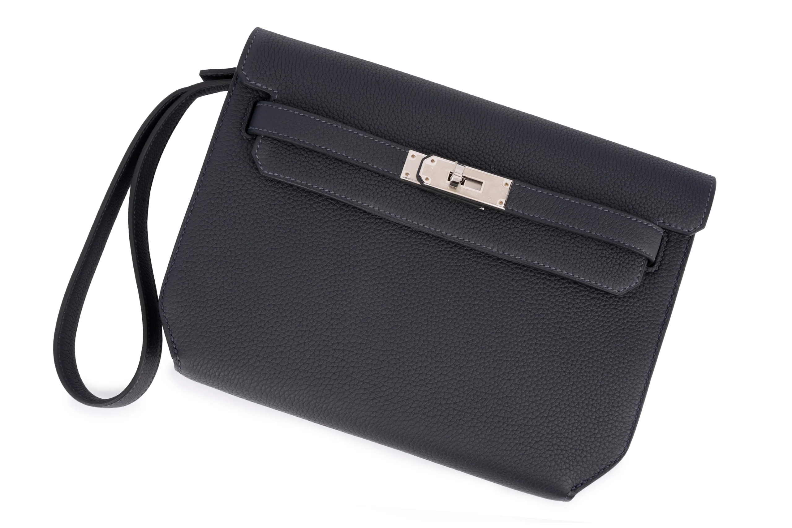 Hermès Kelly 25 Depeches Calfskin Blue Navy PHW - Image 8