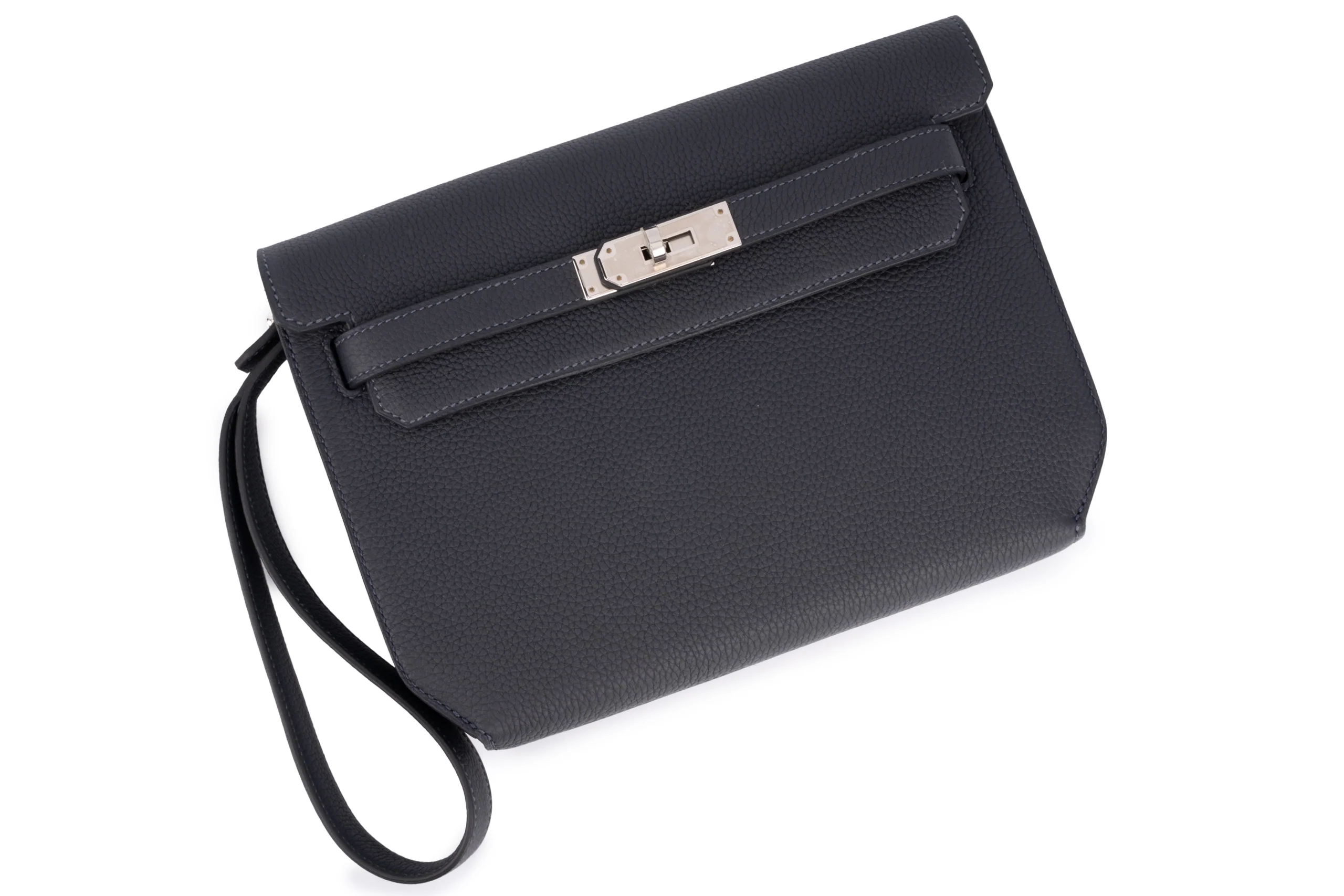 Hermès Kelly 25 Depeches Calfskin Blue Navy PHW - Image 9