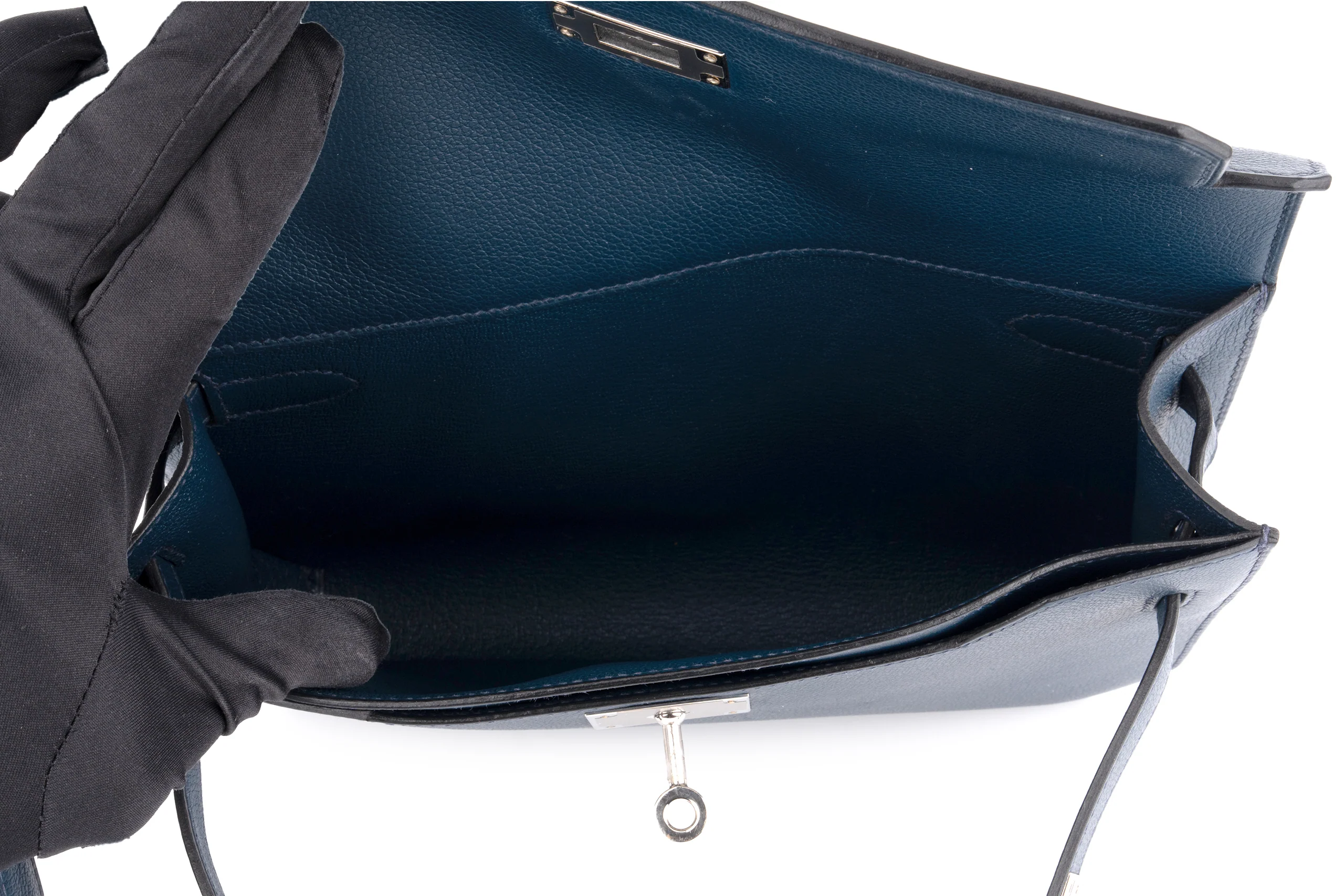 Hermès Kelly 25 Depeches		Evercolour 	Navy Bleu 	PHW - Image 9