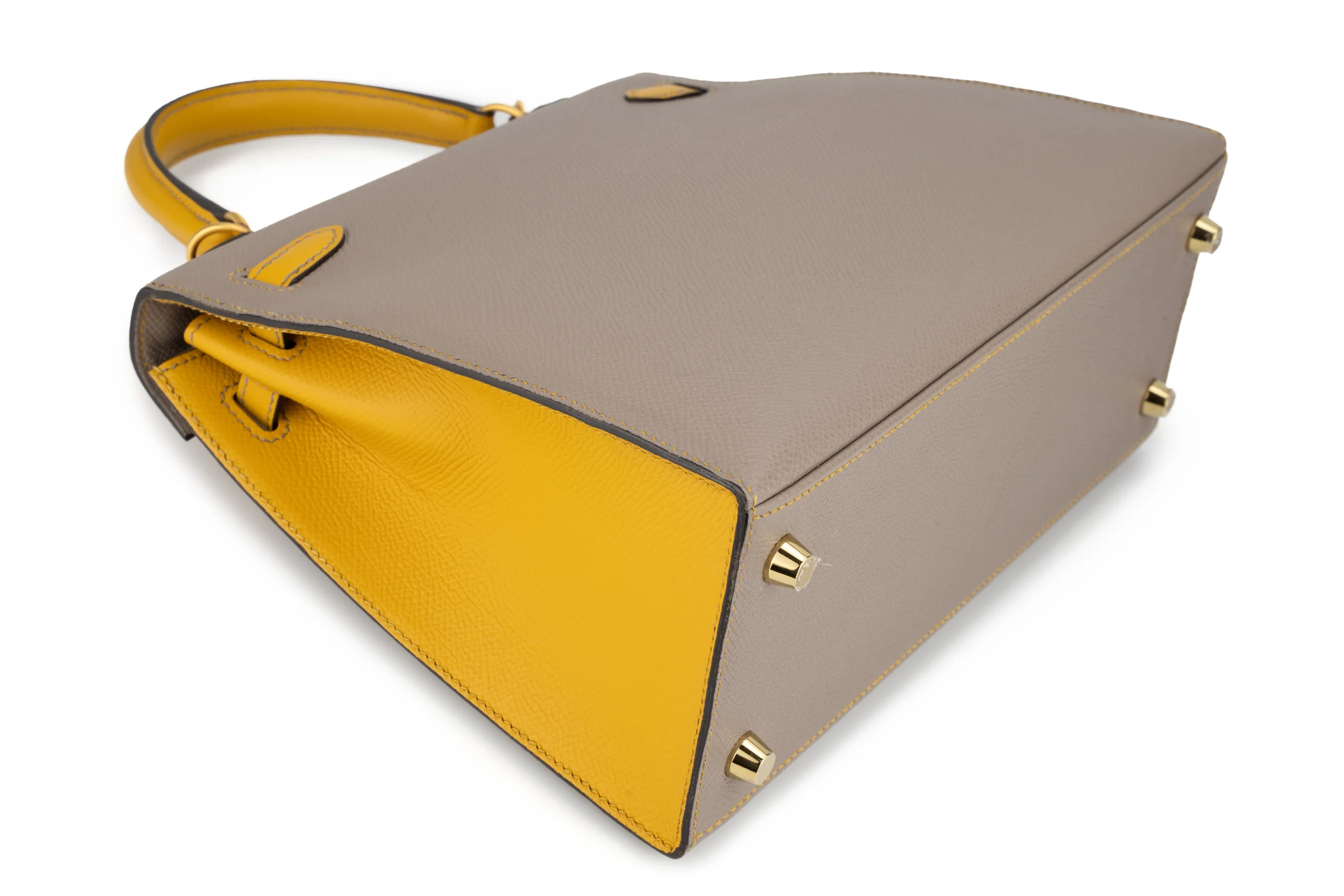 Hermès Kelly 25 HSS Epsom Gris Asphalte, Jaune Ambre BGHW - Image 11