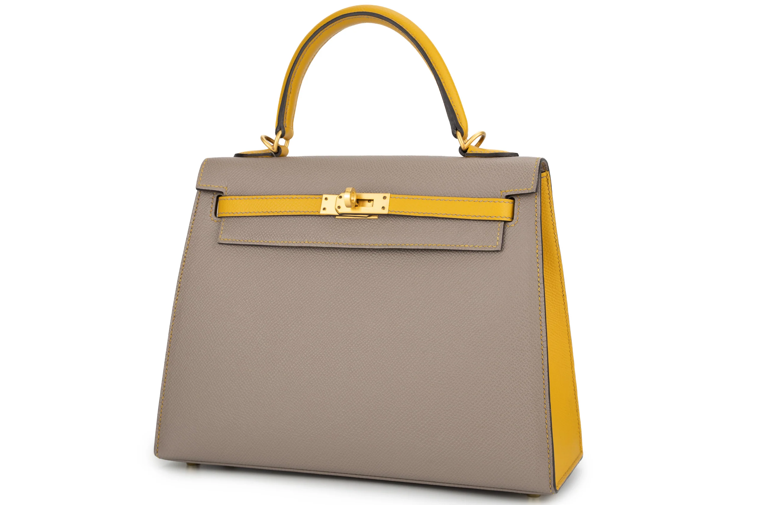 Hermès Kelly 25 HSS Epsom Gris Asphalte, Jaune Ambre BGHW - Image 2