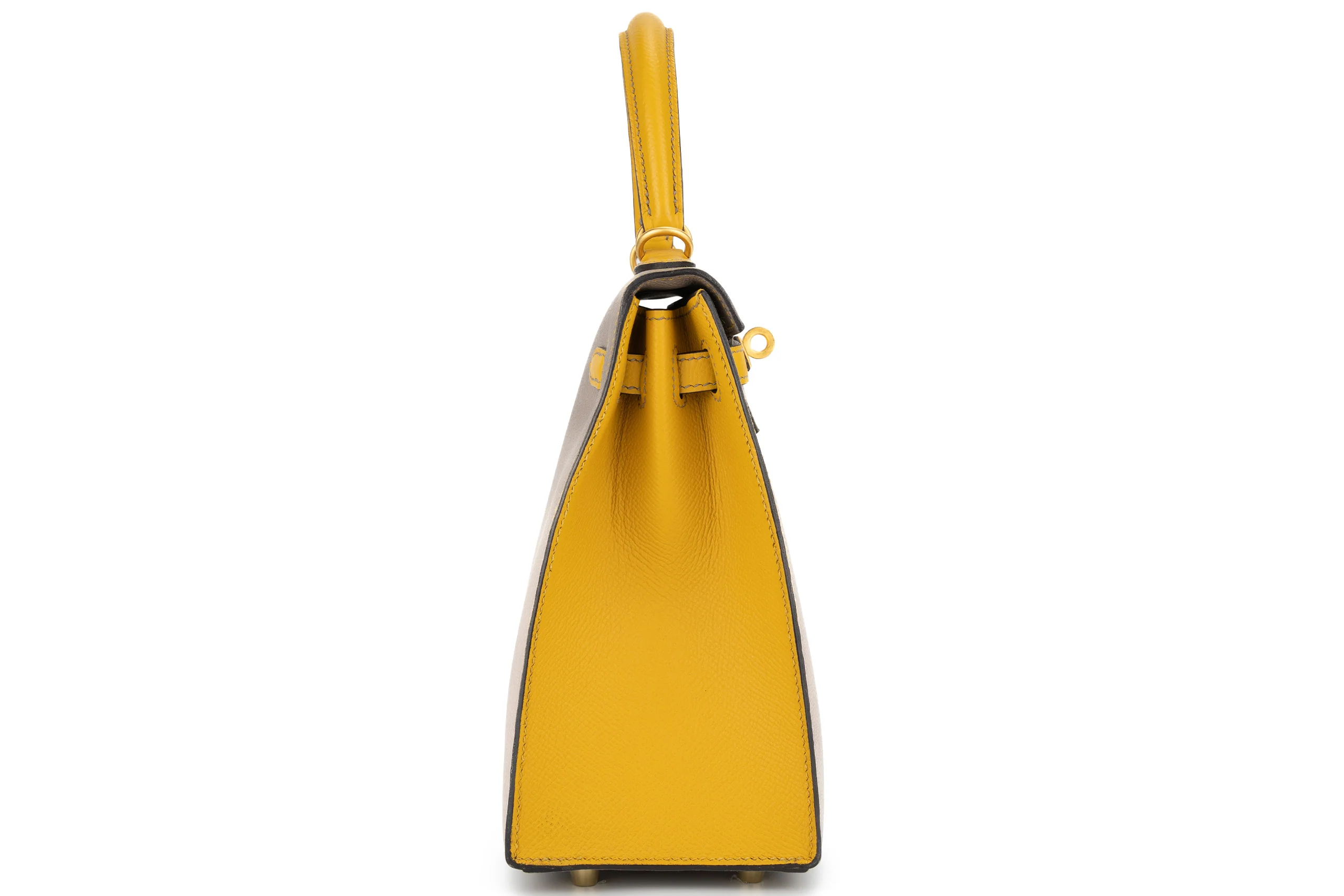 Hermès Kelly 25 HSS Epsom Gris Asphalte, Jaune Ambre BGHW - Image 4