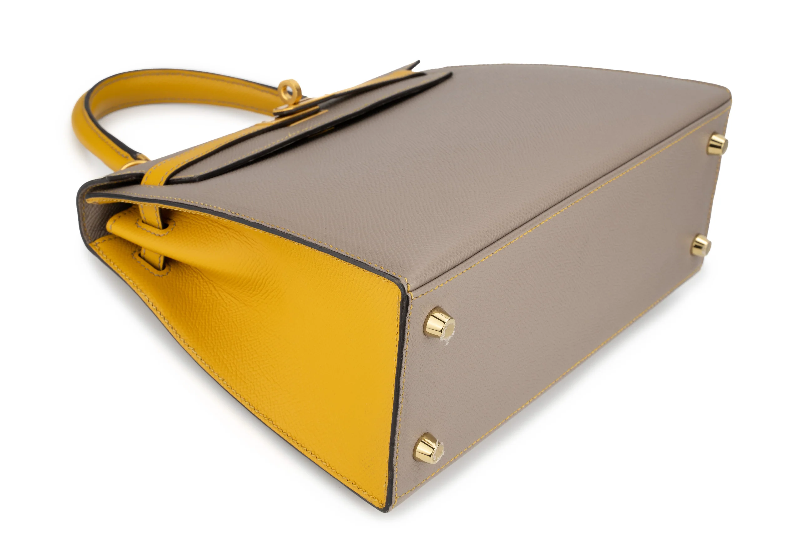 Hermès Kelly 25 HSS Epsom Gris Asphalte, Jaune Ambre BGHW - Image 9