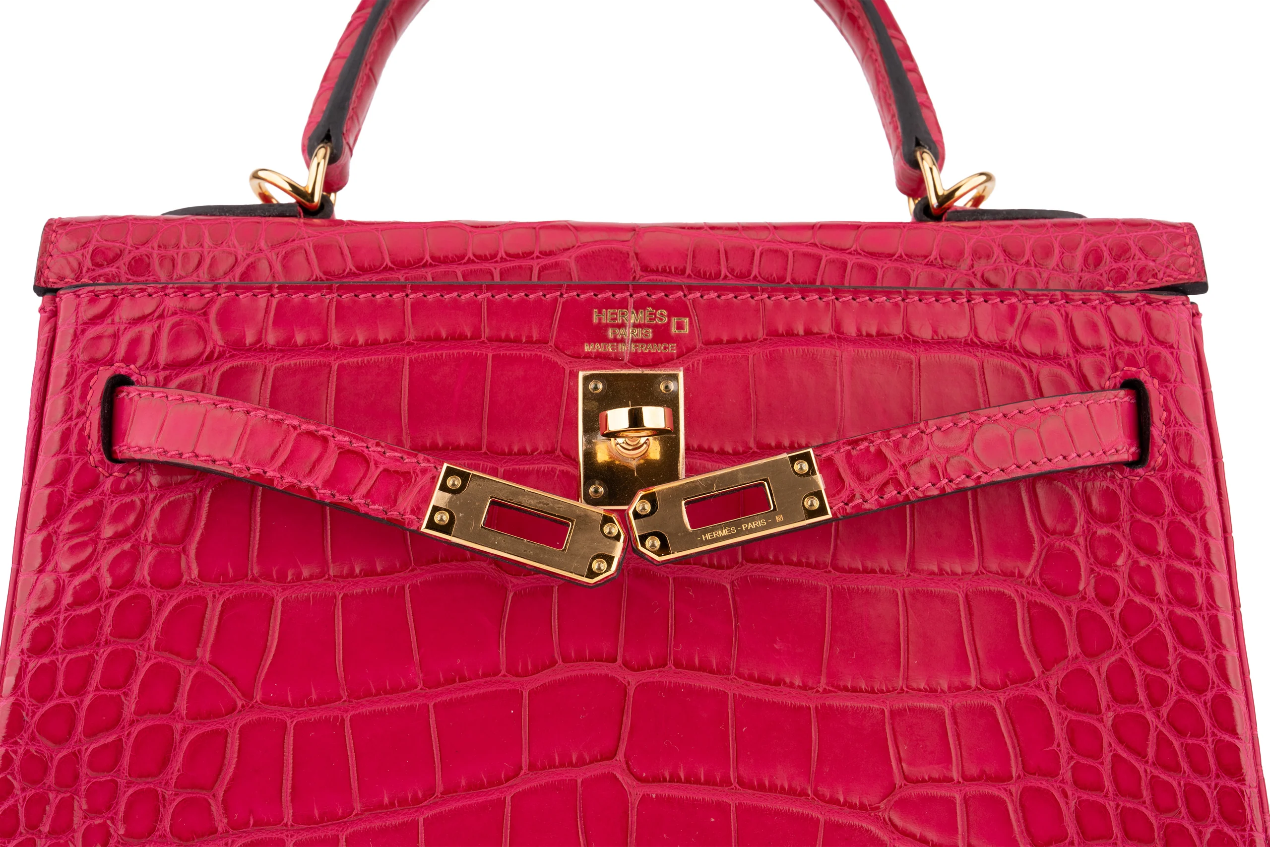 Hermès Kelly 25	Retourne	Alligator Mississippiensis	Matte Framboise	GHW - Image 9