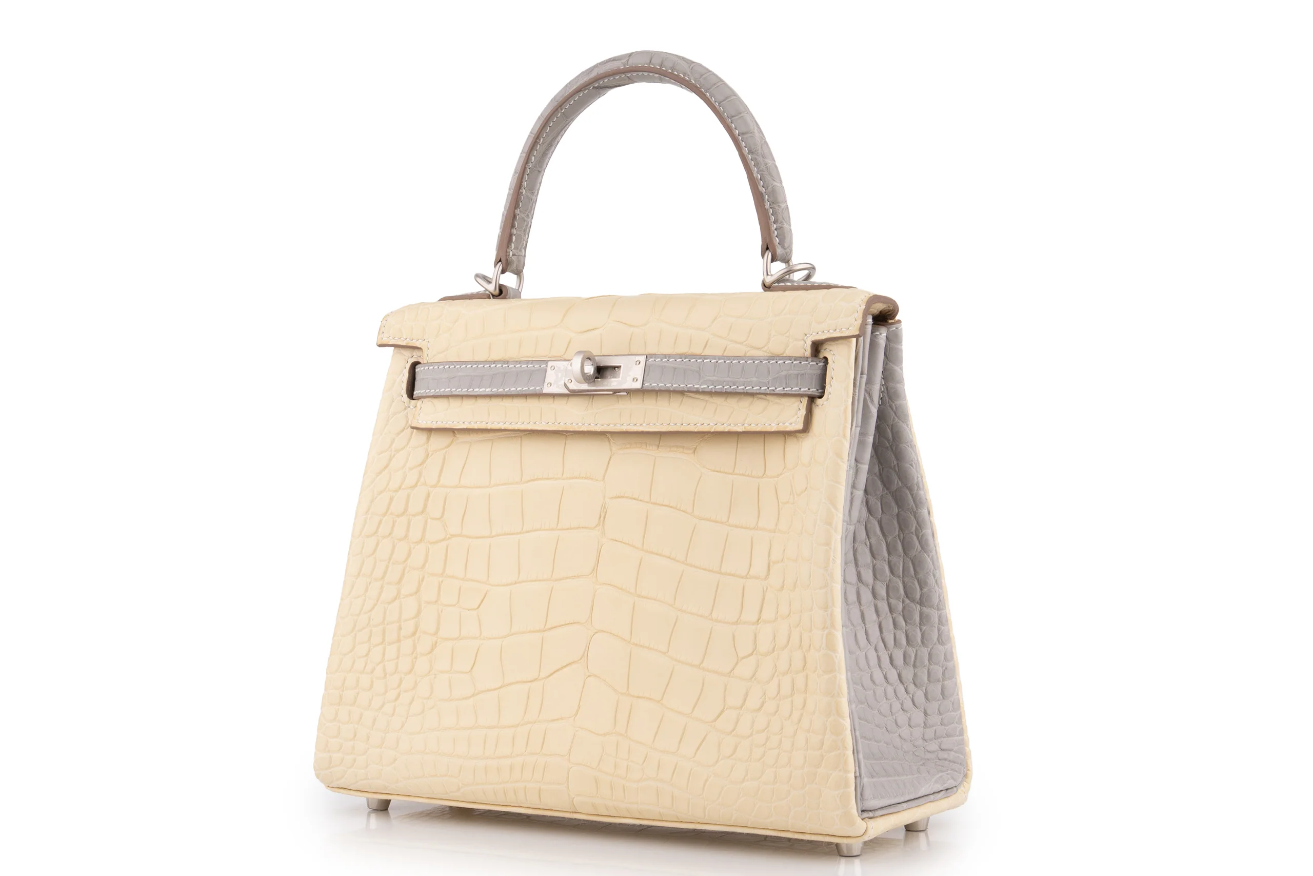 Hermès Kelly 25	Retourne	Matt Alligator Missi 	Vanille / Gris	BPHW - Image 2