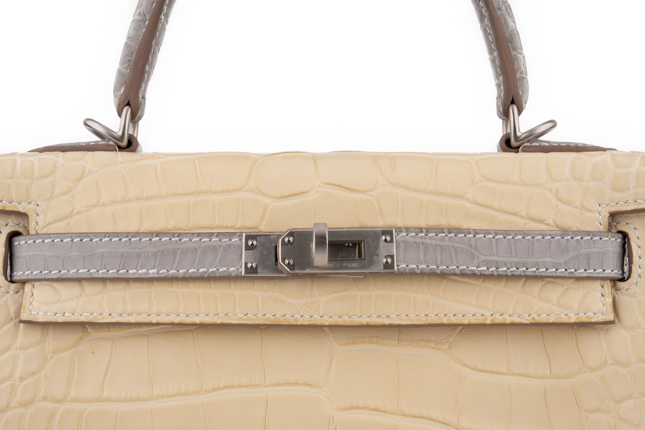 Hermès Kelly 25	Retourne	Matt Alligator Missi 	Vanille / Gris	BPHW - Image 9