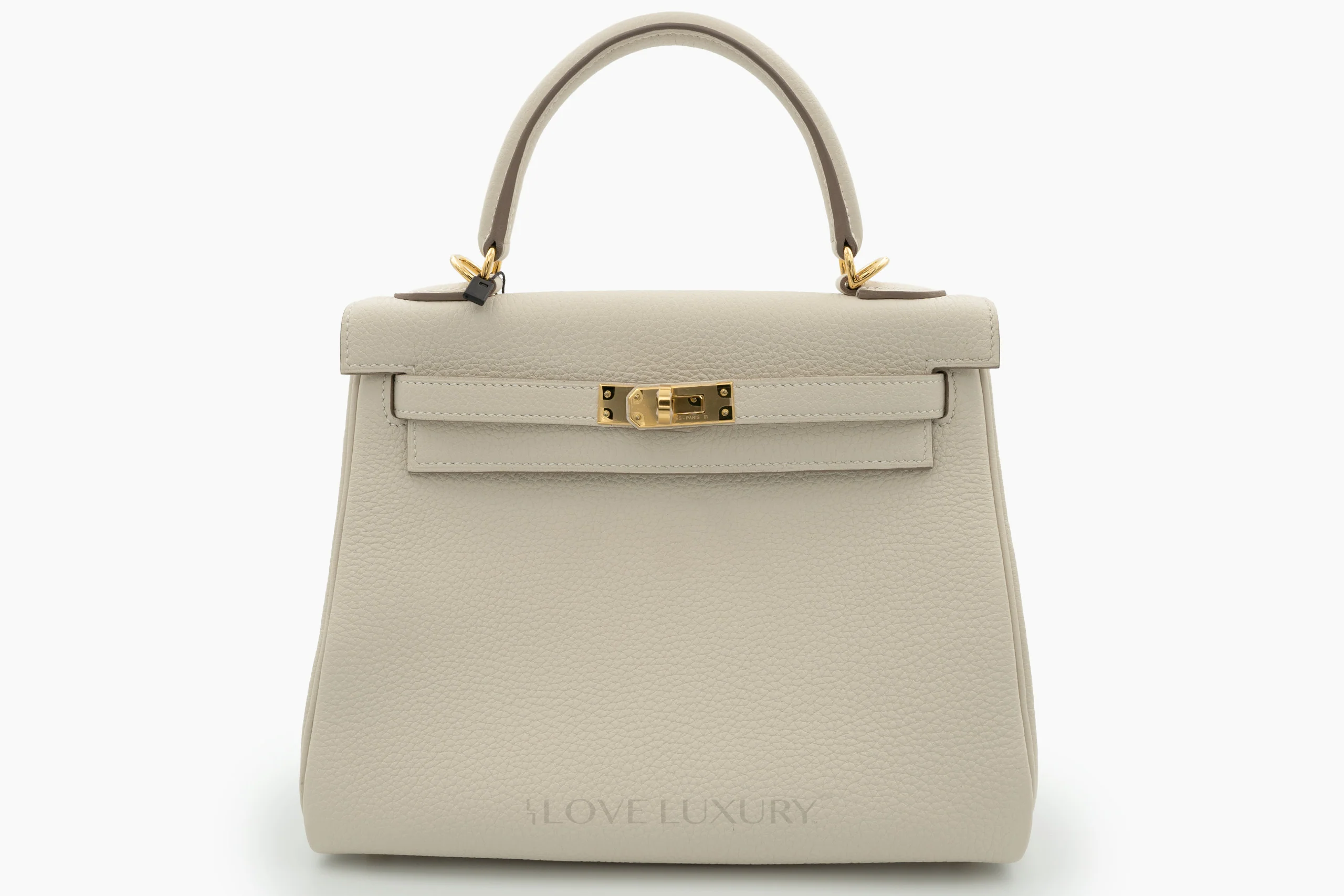 Hermès Kelly 25 Retourne Togo Craie GHW
