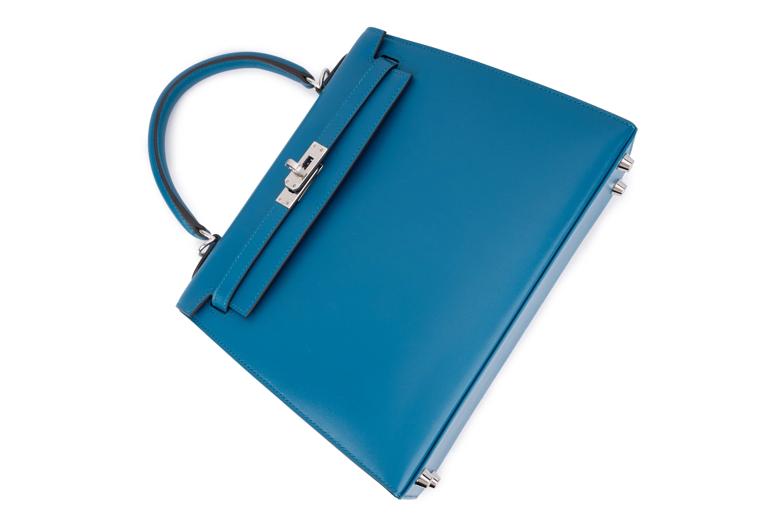Hermès Kelly 25	Sellier	Tadelakt	Bleu Izmir	PHW - Image 9