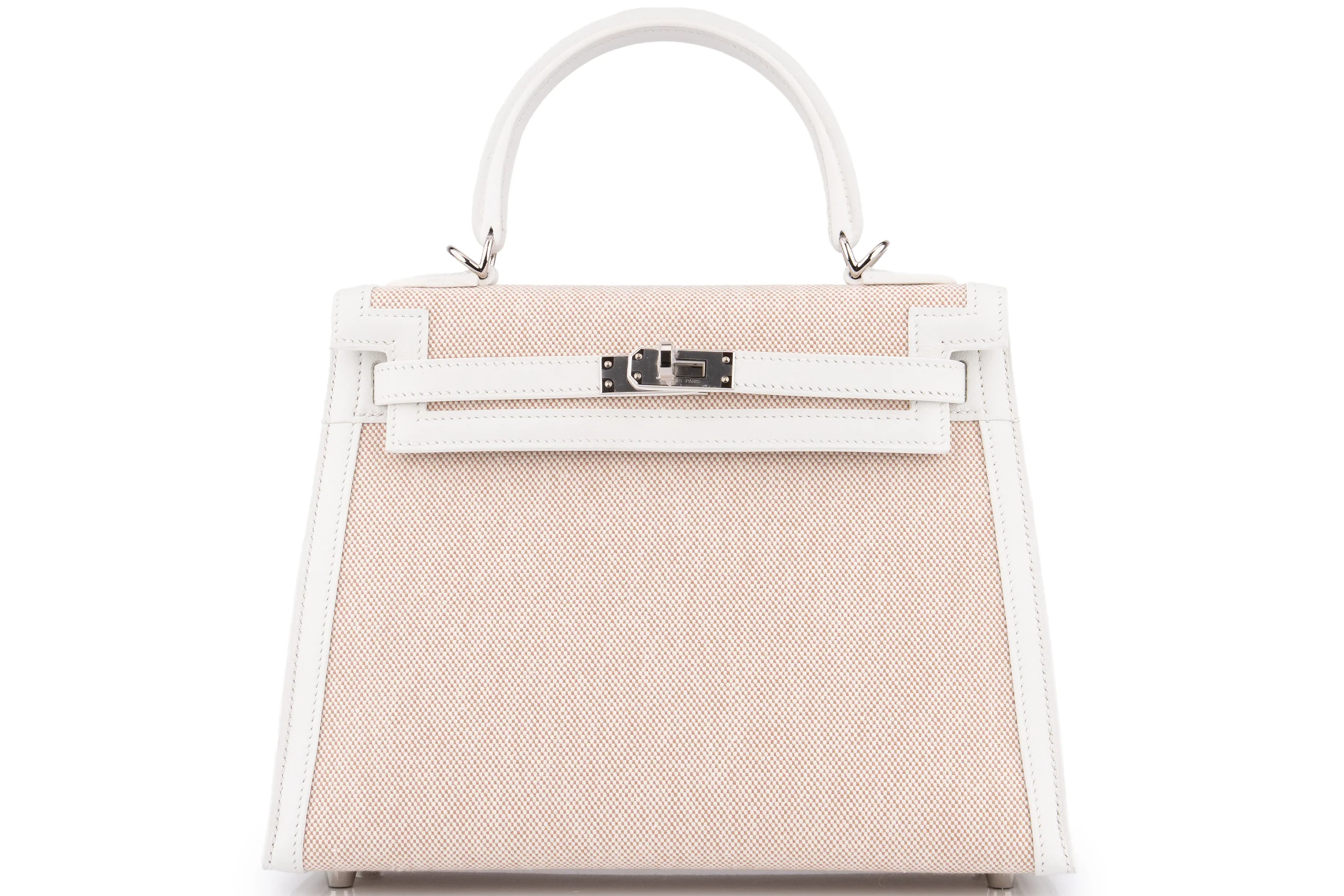 Hermès Kelly 25		Toile/Swift 	Ecru/New White	PHW