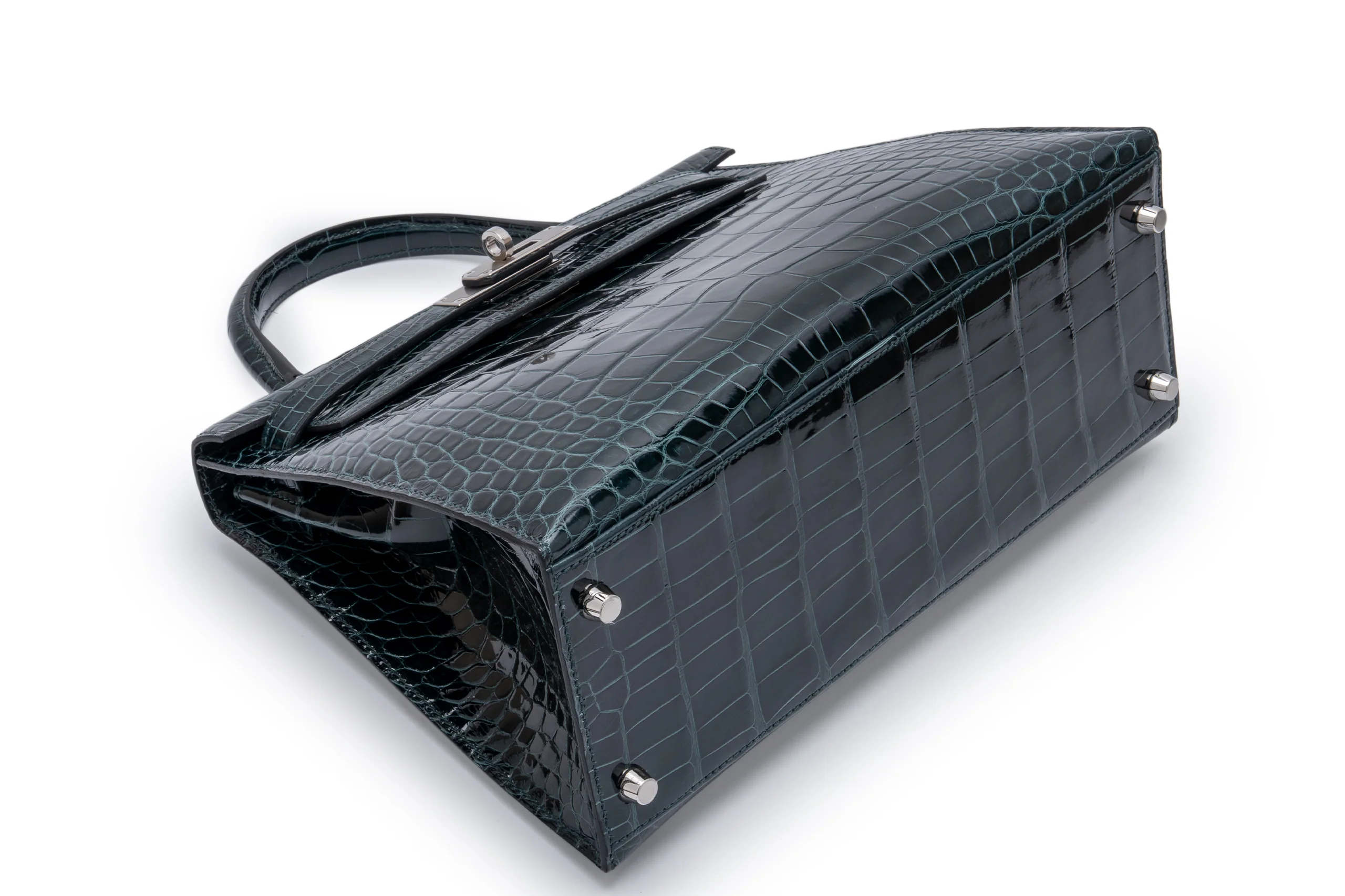 Hermès Kelly 28 Alligator Vert Cypres PHW - Image 7