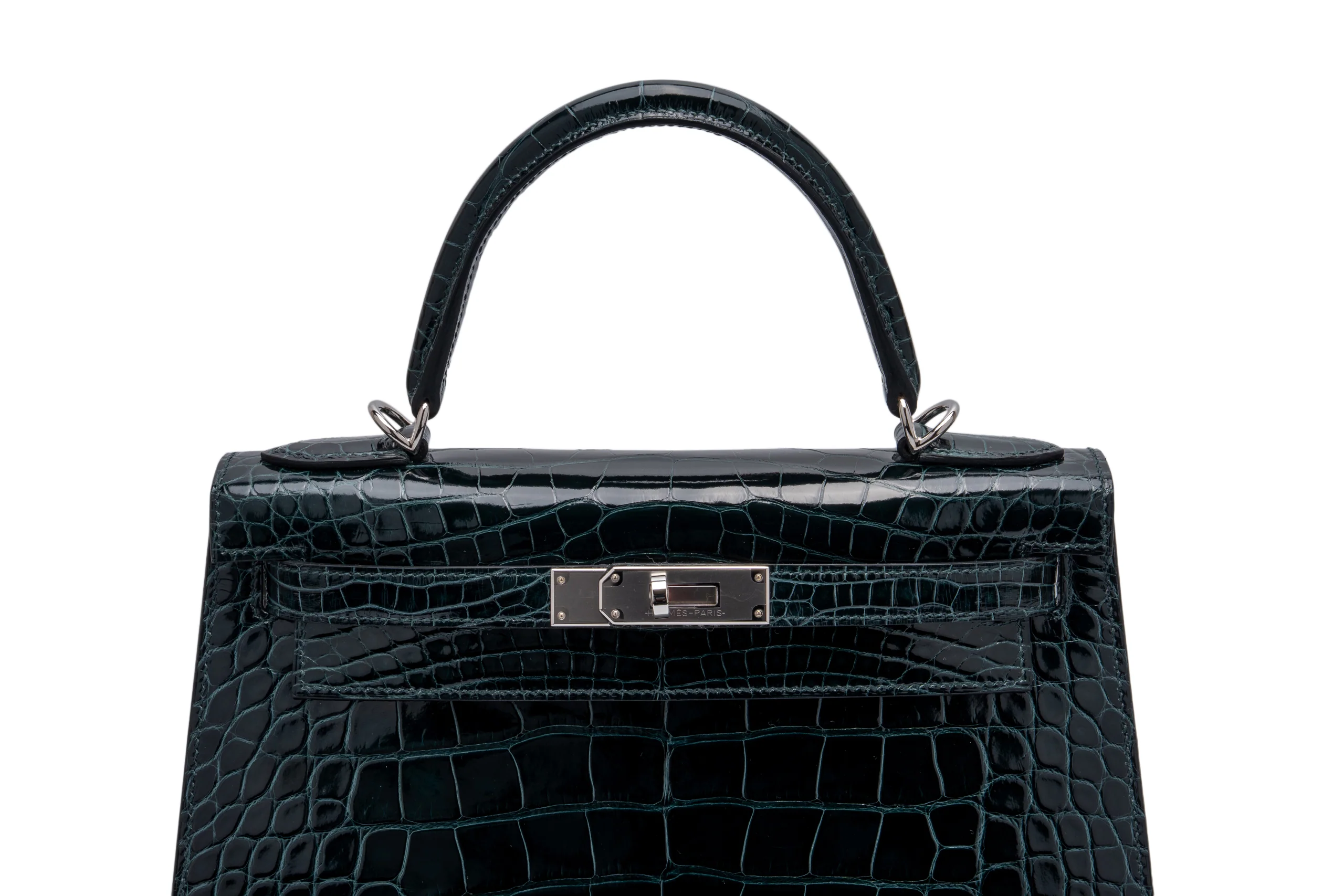 Hermès Kelly 28 Alligator Vert Cypres PHW - Image 9