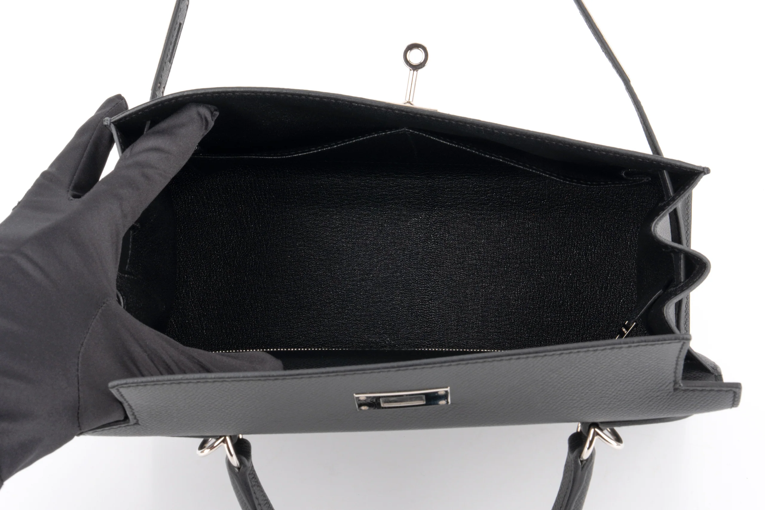 Hermès Kelly 28 			Epsom 	Noir 	PHW - Image 10