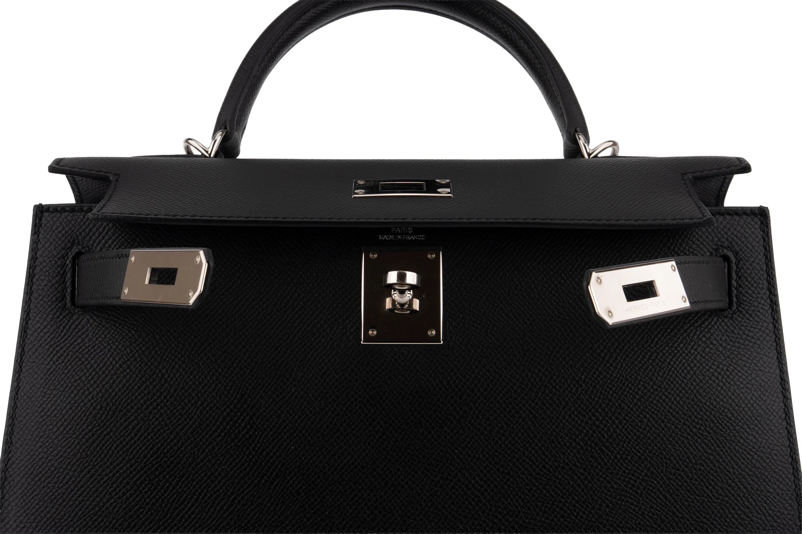 Hermès Kelly 28 			Epsom 	Noir 	PHW - Image 9