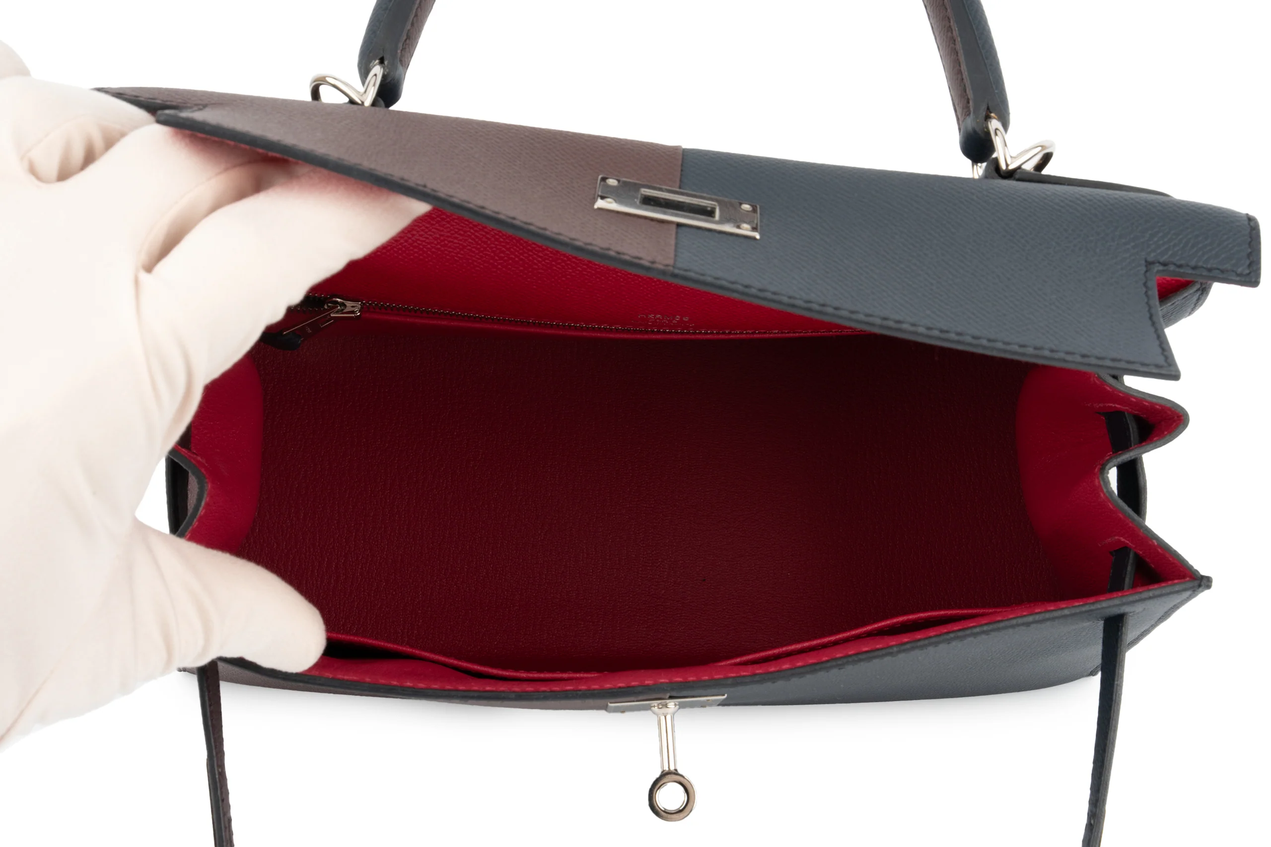 Hermès Kelly 28		Epsom	Rouge / Indigo	PHW - Image 10