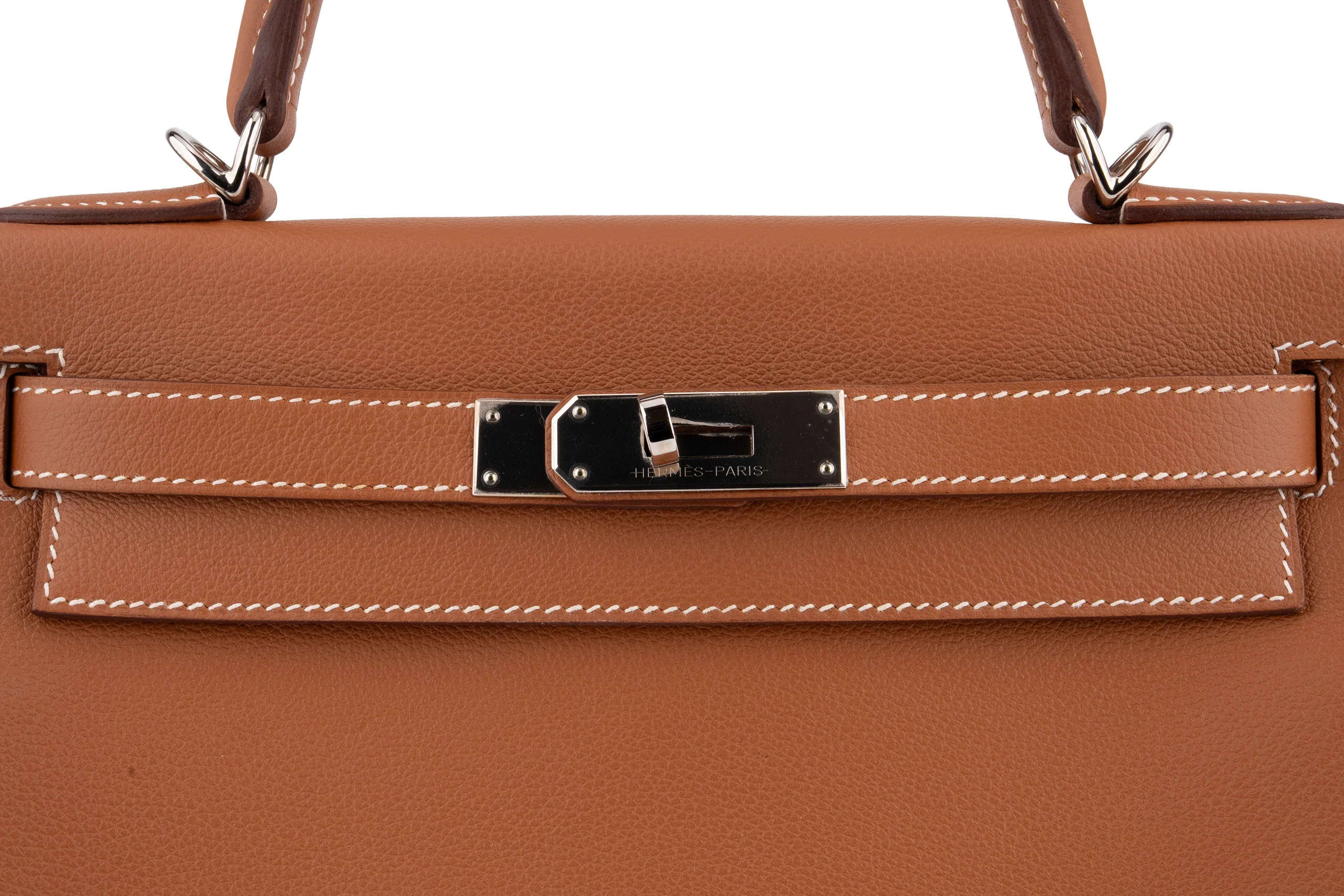 Hermès Kelly 28 Evercolor Gold/Rose Azalee PHW - Image 7