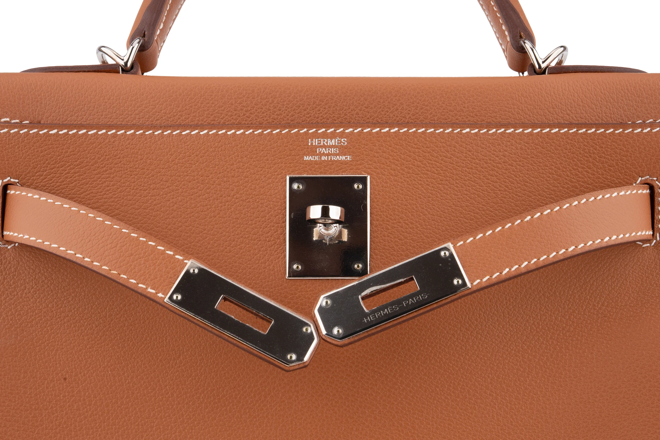 Hermès Kelly 28 Evercolor Gold/Rose Azalee PHW - Image 9