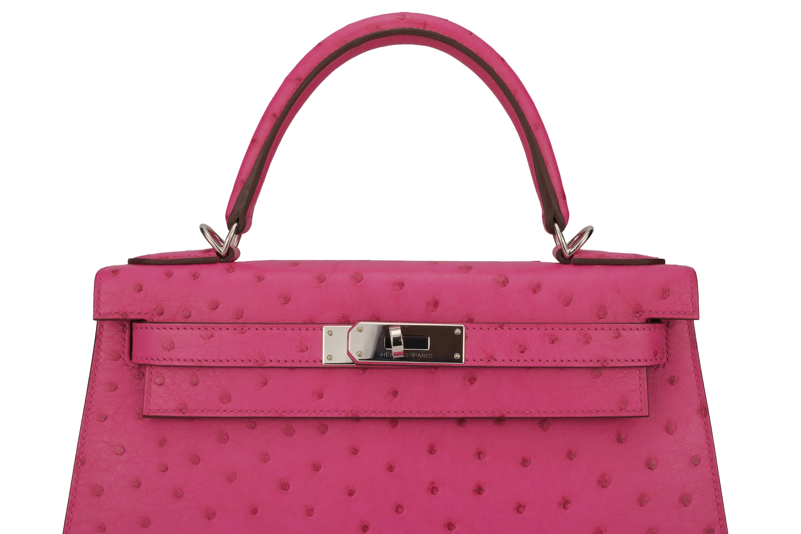 Hermès Kelly 28 Exotic Ostrich Rose Tyrien PHW - Image 7