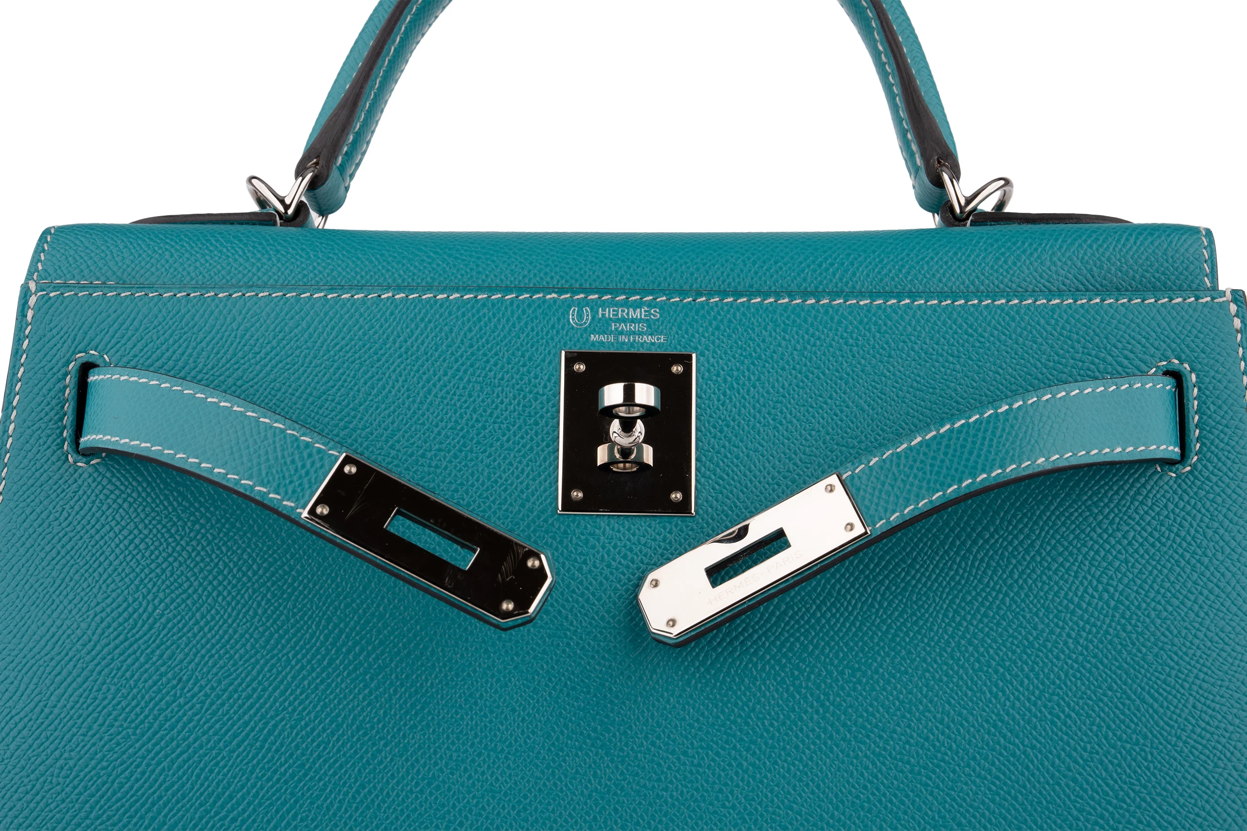 Hermès Kelly 28	HSS	Epsom	Blue Paon Verso Gris Perle	PHW - Image 9