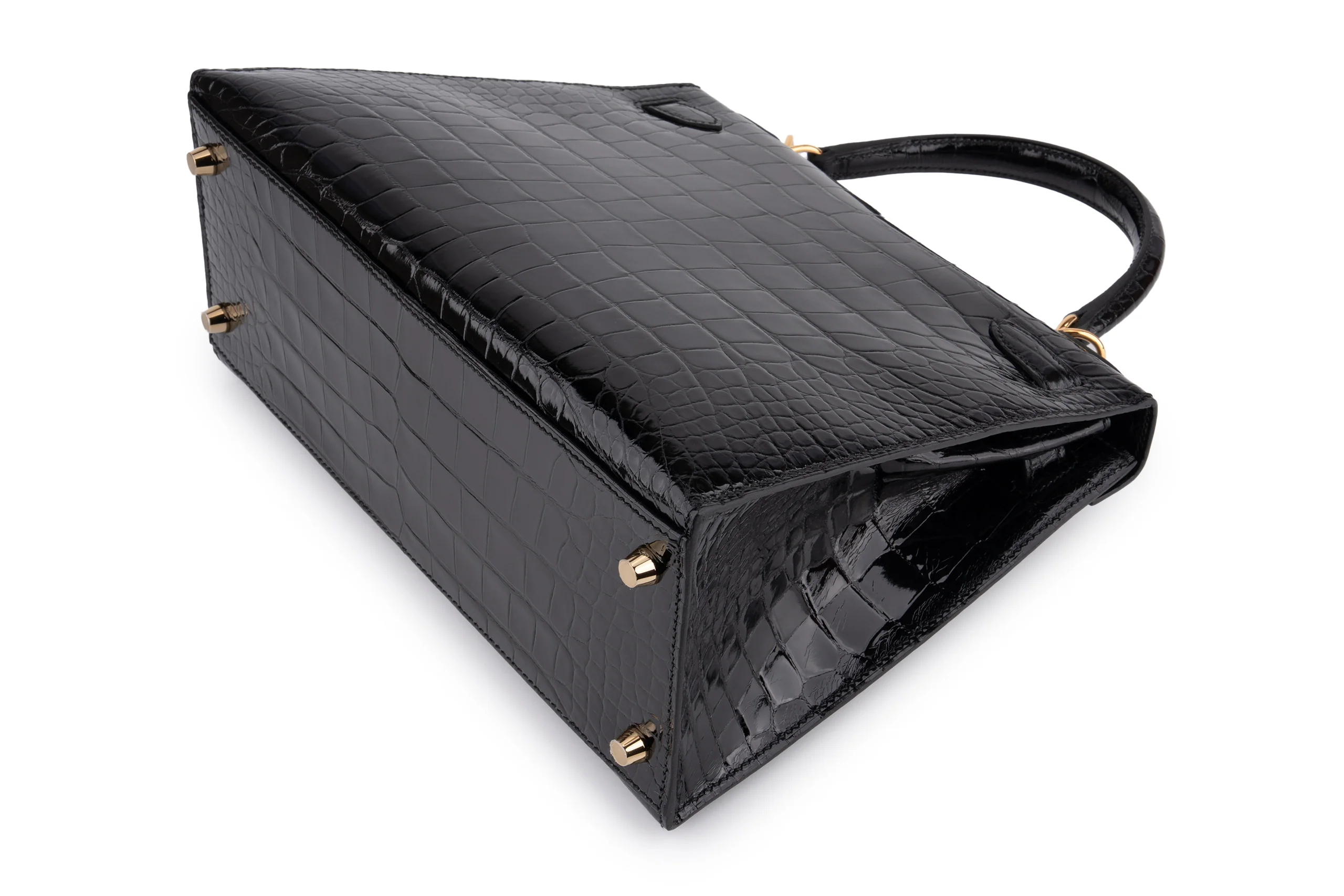 Hermès Kelly 28		Shiny Alligator Mississippiensis	Noir	GHW - Image 10