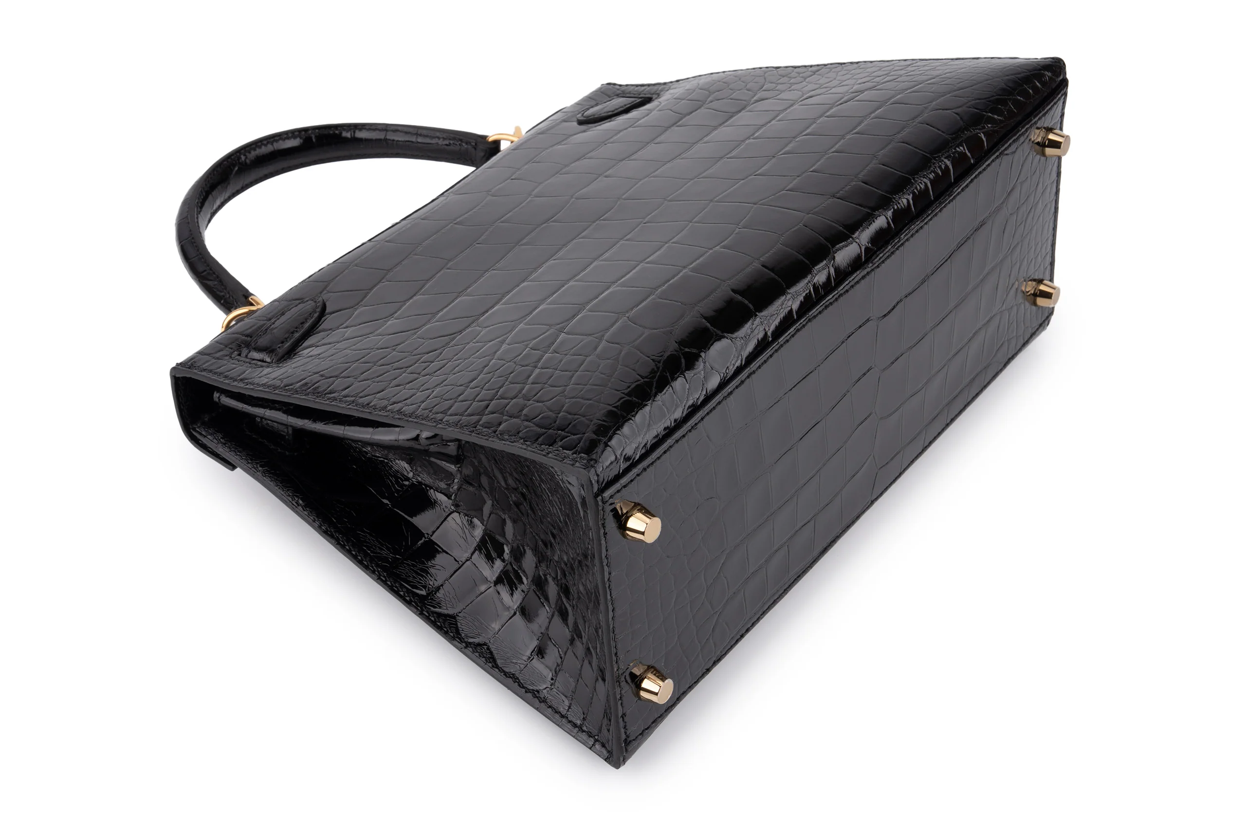 Hermès Kelly 28		Shiny Alligator Mississippiensis	Noir	GHW - Image 11