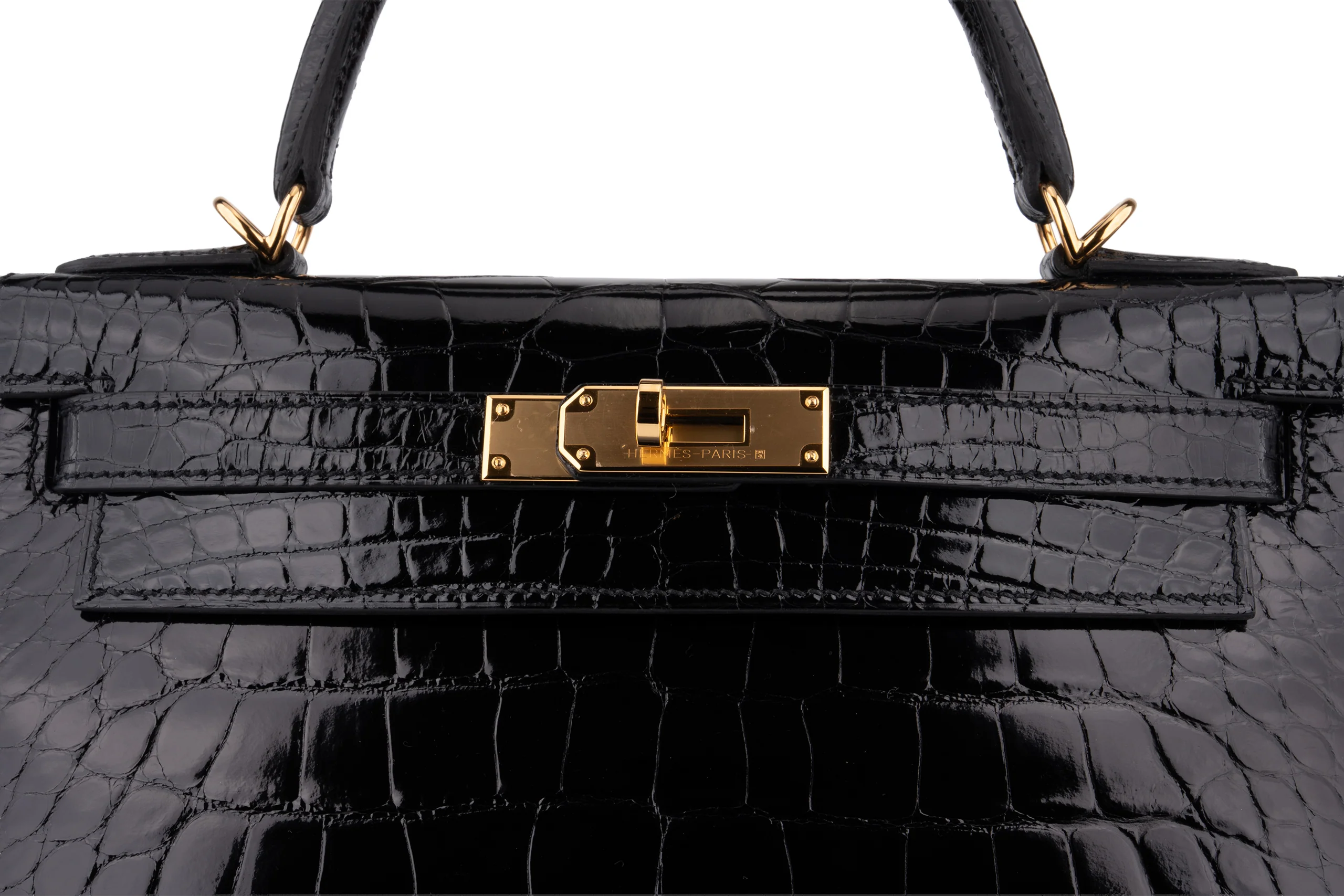 Hermès Kelly 28		Shiny Alligator Mississippiensis	Noir	GHW - Image 7