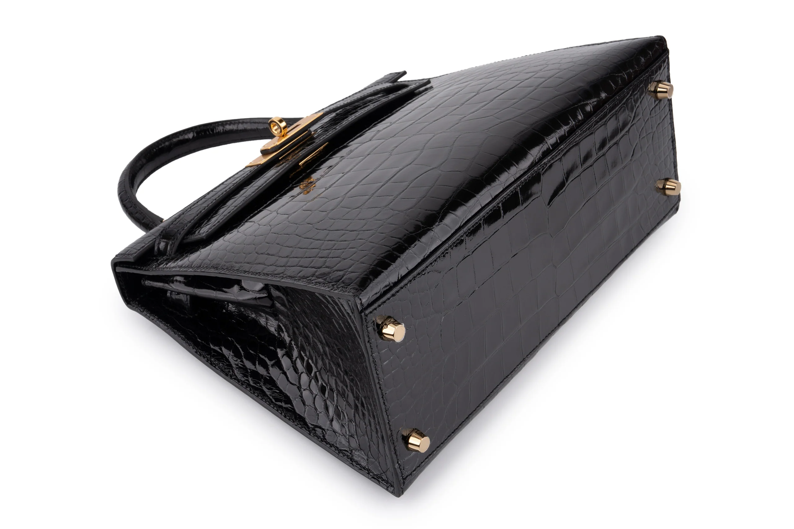 Hermès Kelly 28		Shiny Alligator Mississippiensis	Noir	GHW - Image 9