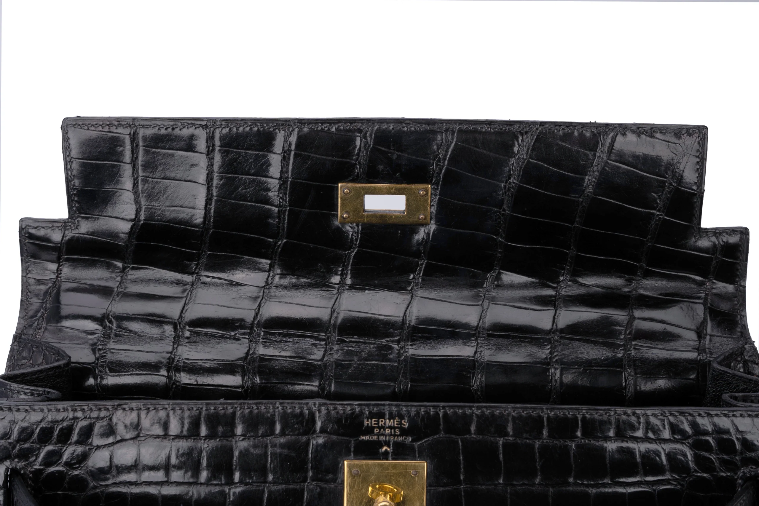 Hermés Kelly 32 Exotic Lisse Crocodile Black GHW - Image 10