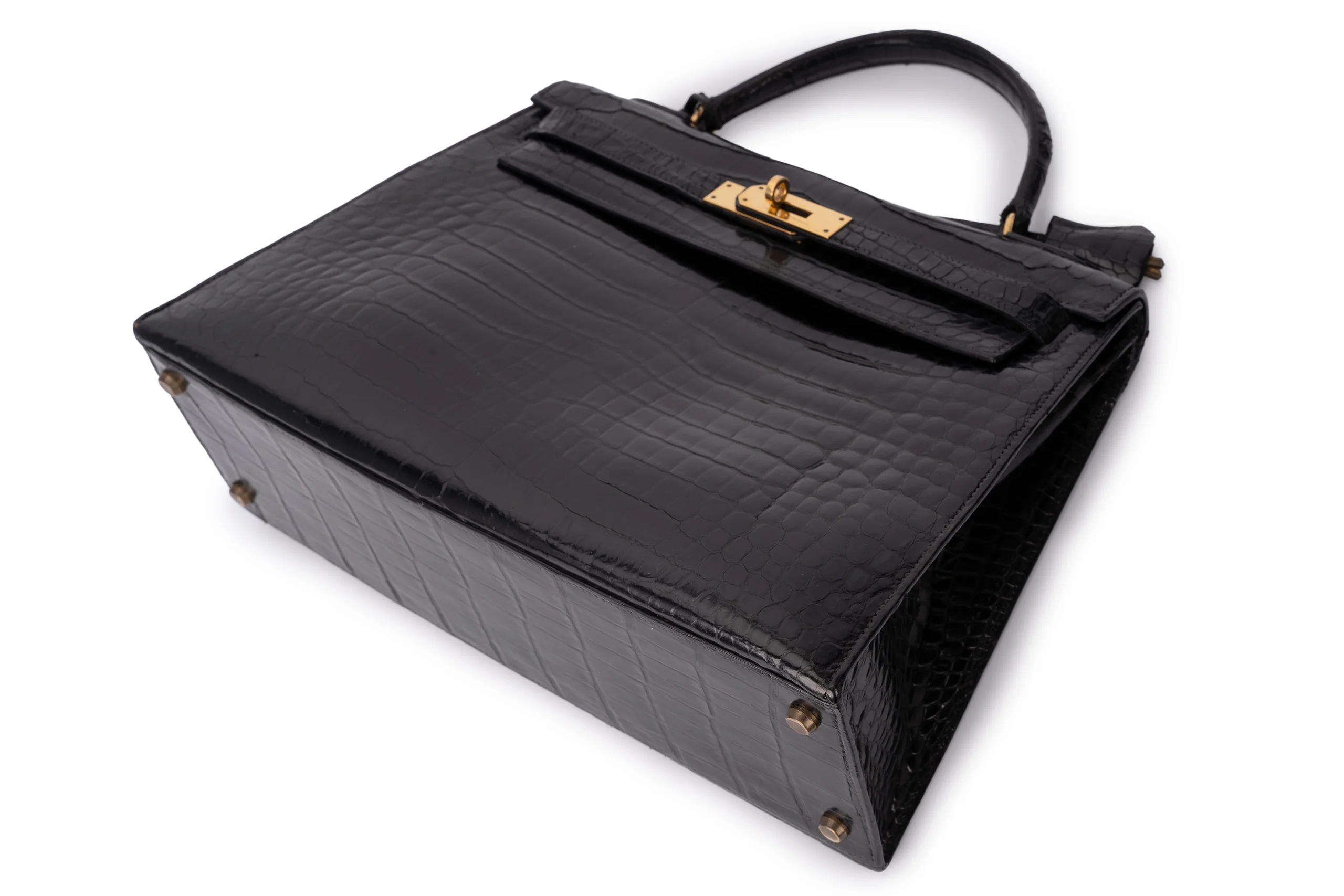 Hermés Kelly 32 Exotic Lisse Crocodile Black GHW - Image 12
