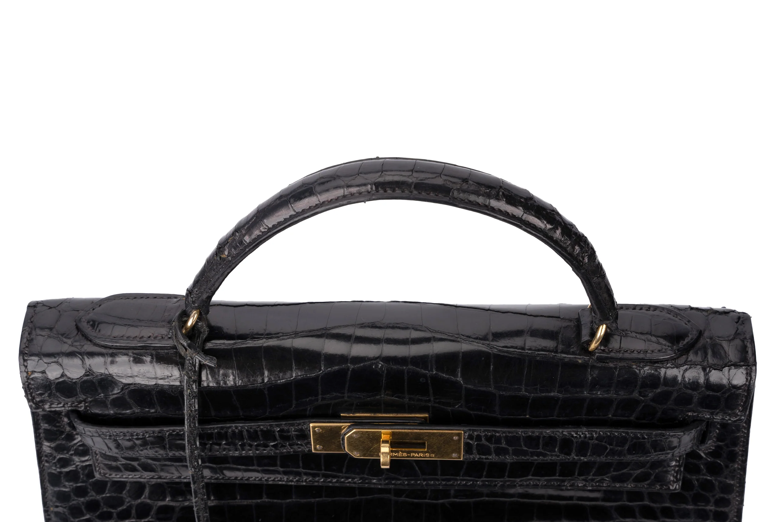 Hermés Kelly 32 Exotic Lisse Crocodile Black GHW - Image 16